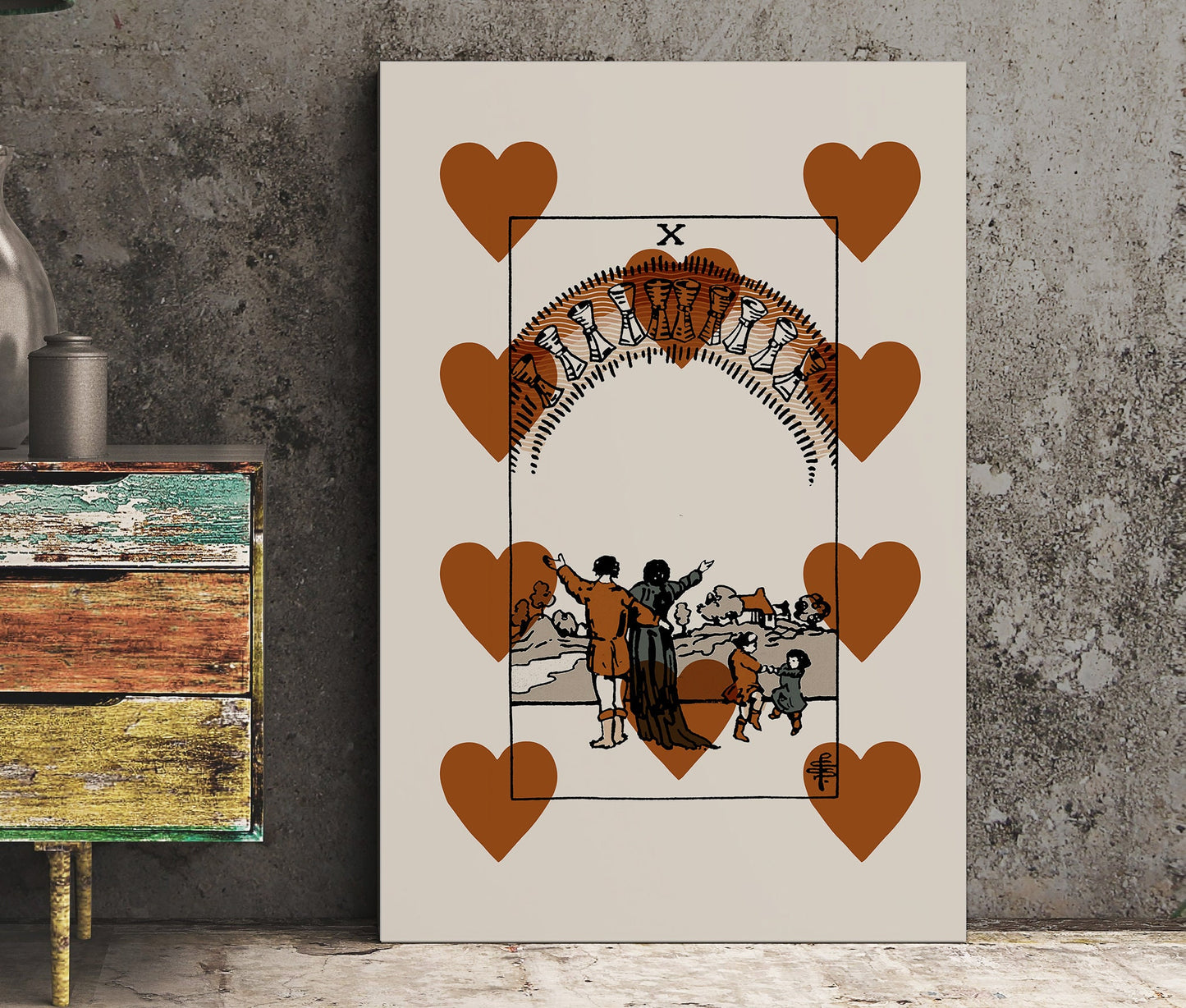 Ten Of Cups - Tarot Card neutral Vibe Print - The 10 Of Cups Playing Card Poster Eclectic Tarot, No Frame