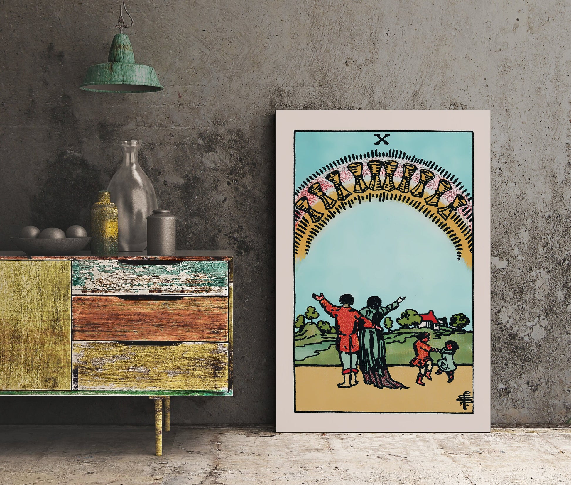 Ten Of Cups - Tarot Card Print - The 10 Of Cups Card Poster, No Frame