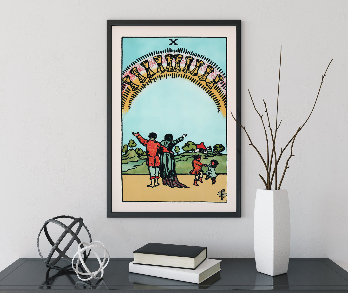 Ten Of Cups - Tarot Card Print - The 10 Of Cups Card Poster, No Frame