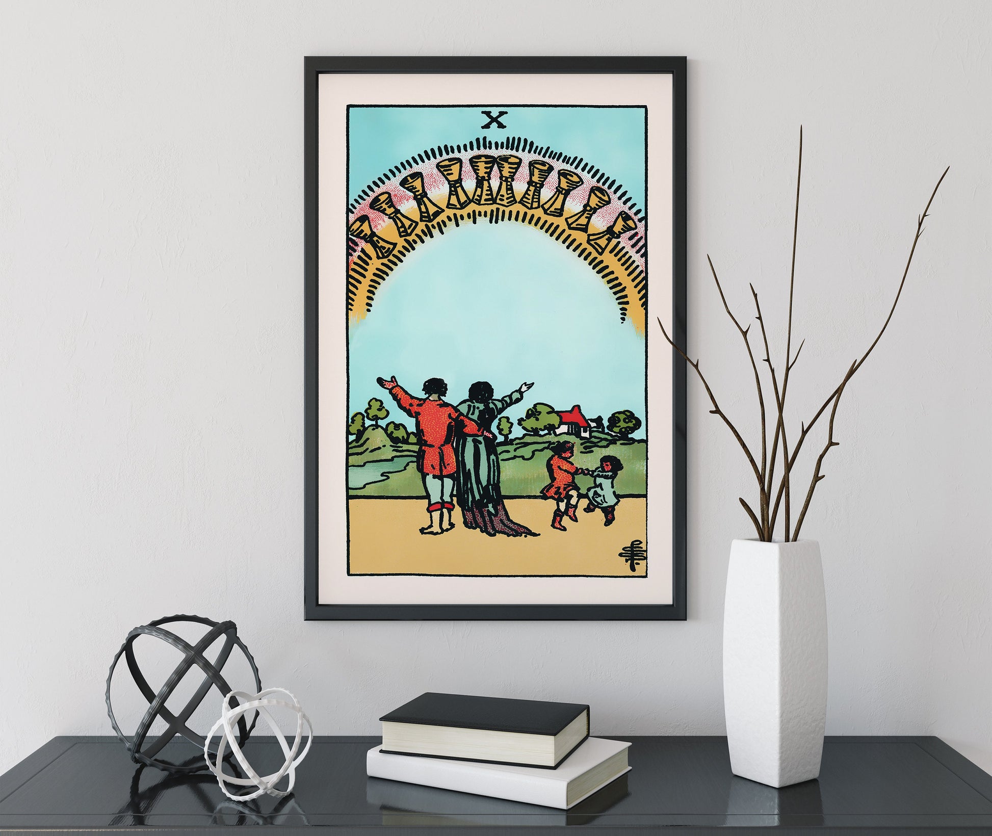 Ten Of Cups - Tarot Card Print - The 10 Of Cups Card Poster, No Frame