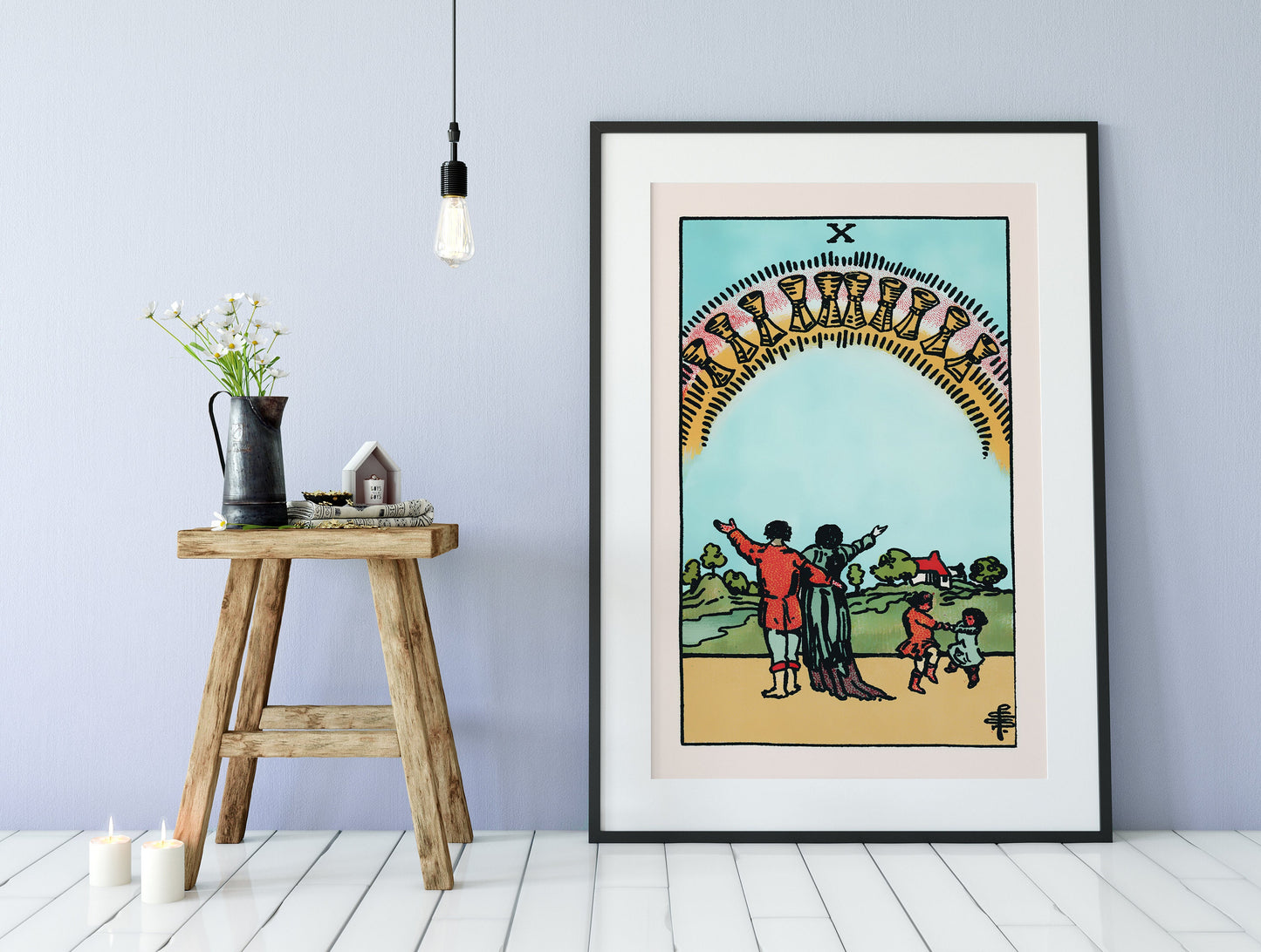 Ten Of Cups - Tarot Card Print - The 10 Of Cups Card Poster, No Frame