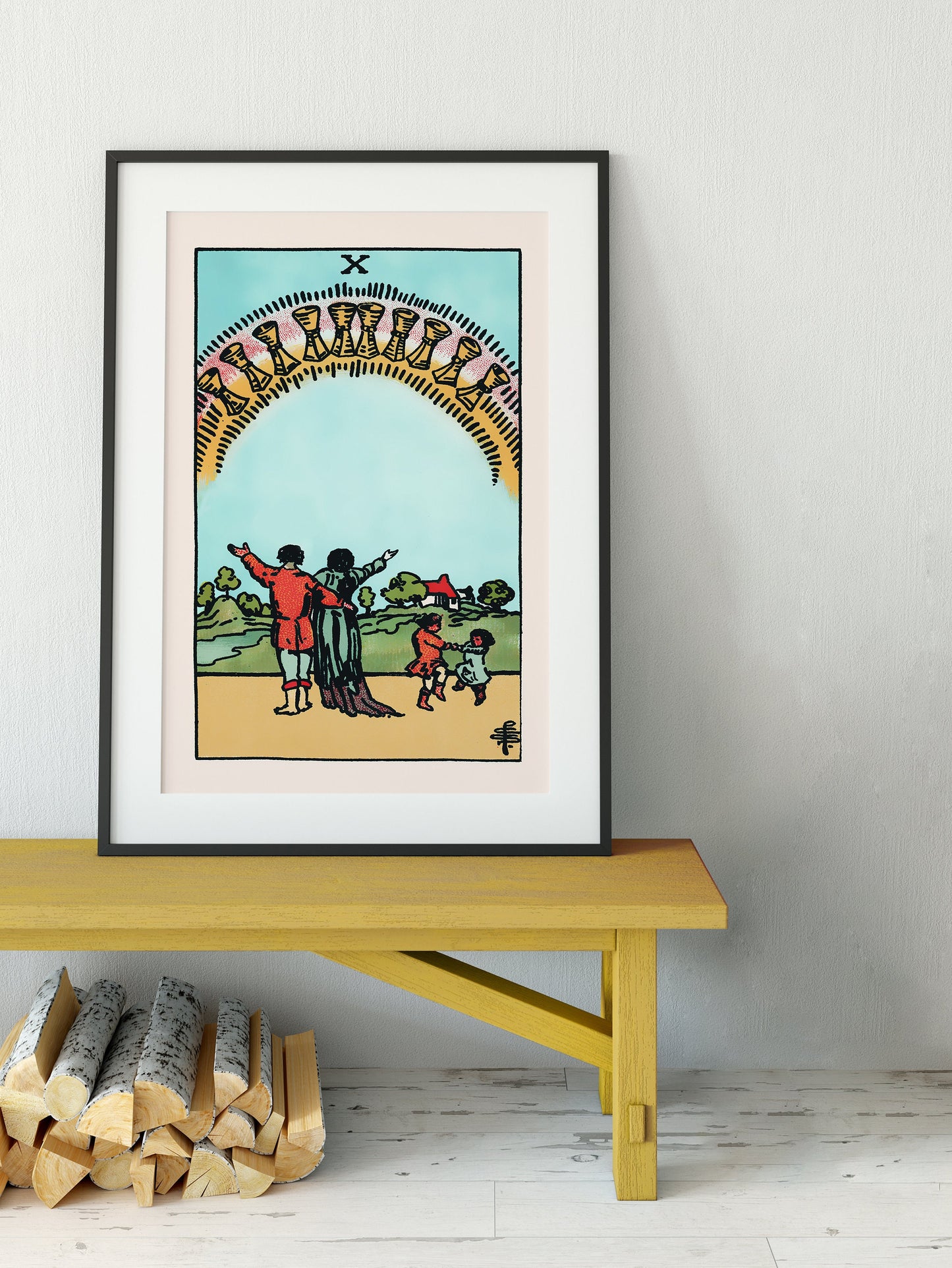 Ten Of Cups - Tarot Card Print - The 10 Of Cups Card Poster, No Frame