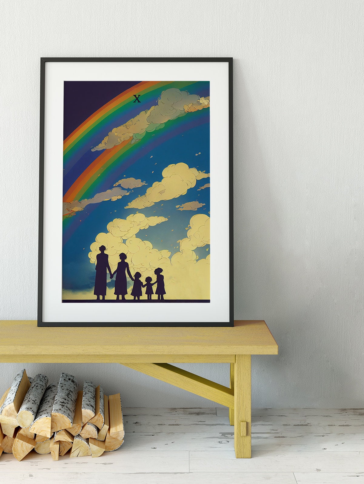 Ten Of Cups - Tarot Card Print - The 10 Of Cups from the Green Menagerie Deck Card Poster, No Frame