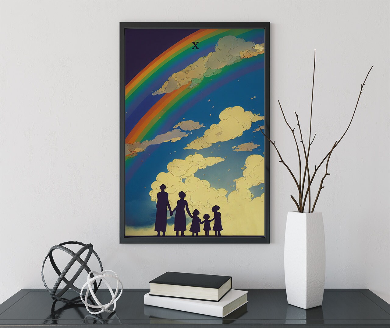 Ten Of Cups - Tarot Card Print - The 10 Of Cups from the Green Menagerie Deck Card Poster, No Frame