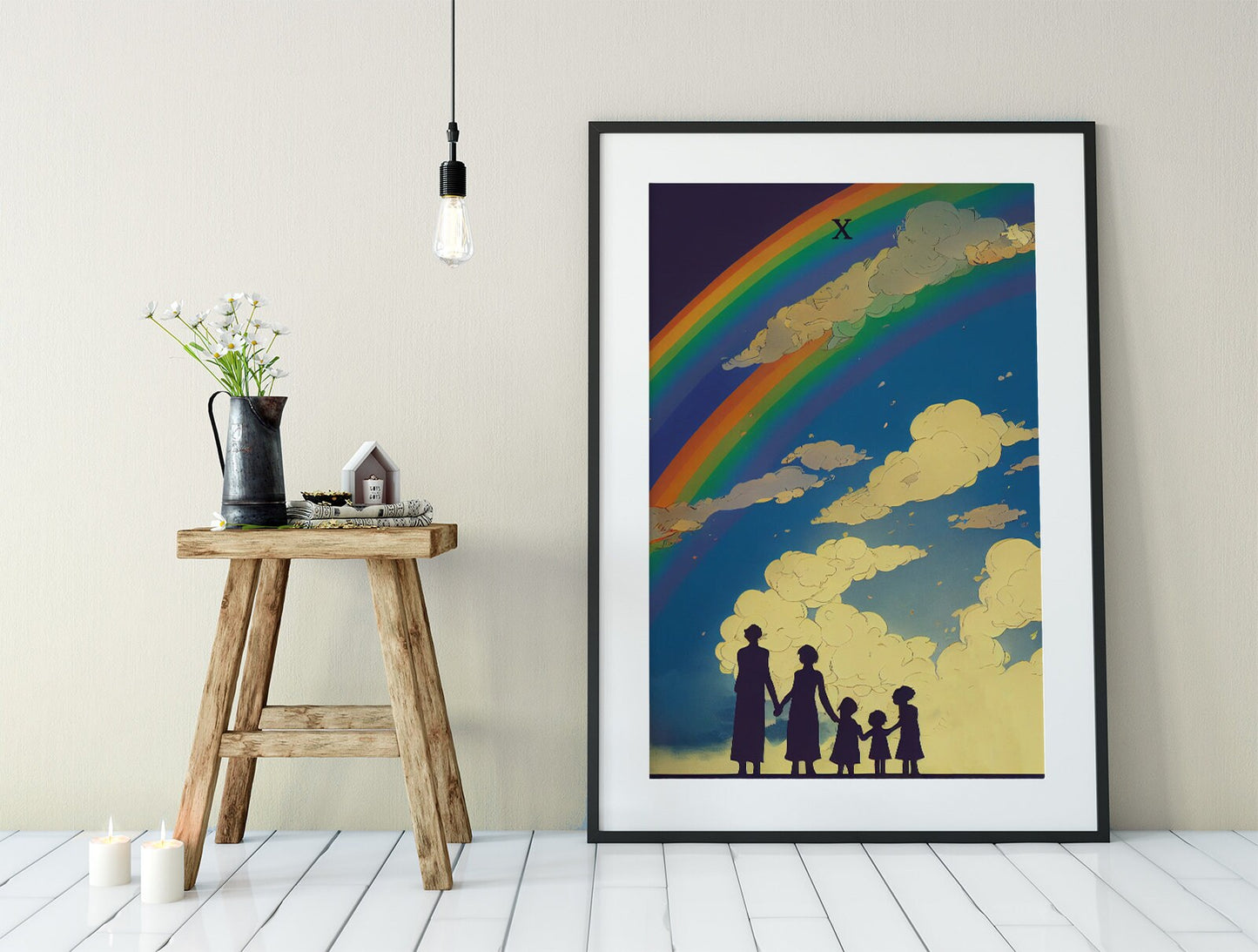 Ten Of Cups - Tarot Card Print - The 10 Of Cups from the Green Menagerie Deck Card Poster, No Frame