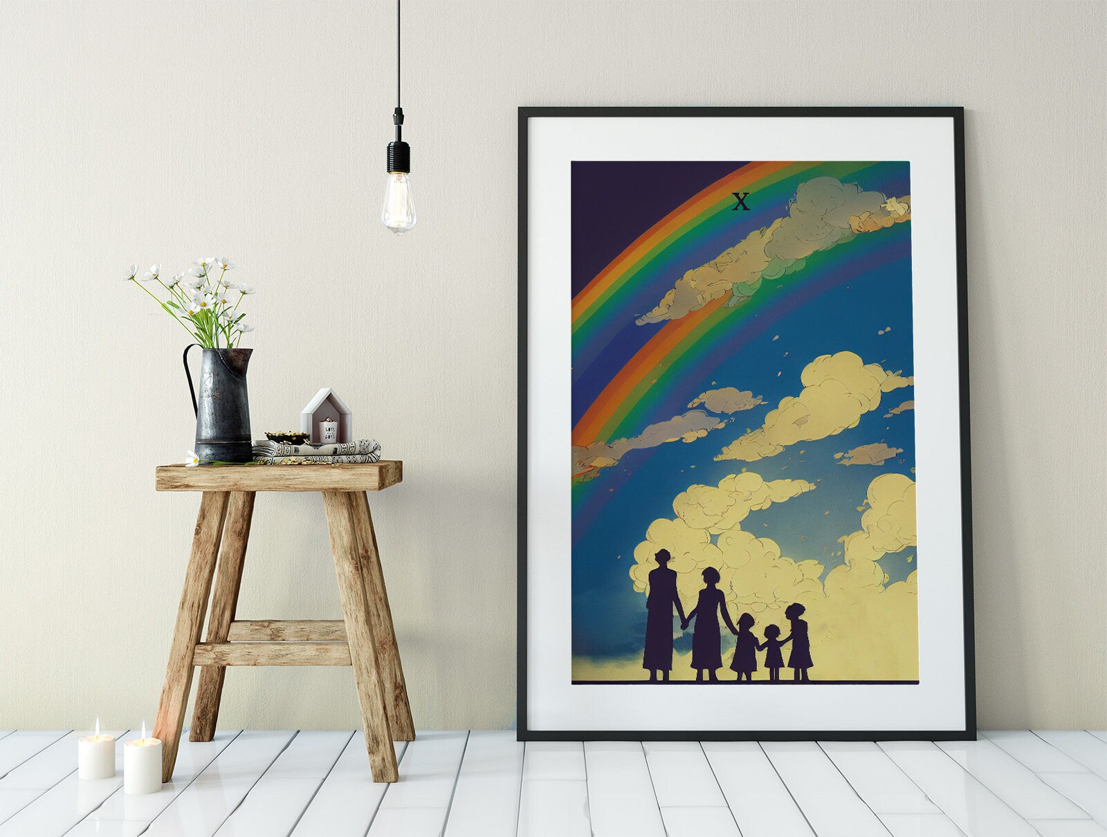 Ten Of Cups - Tarot Card Print - The 10 Of Cups from the Green Menagerie Deck Card Poster, No Frame