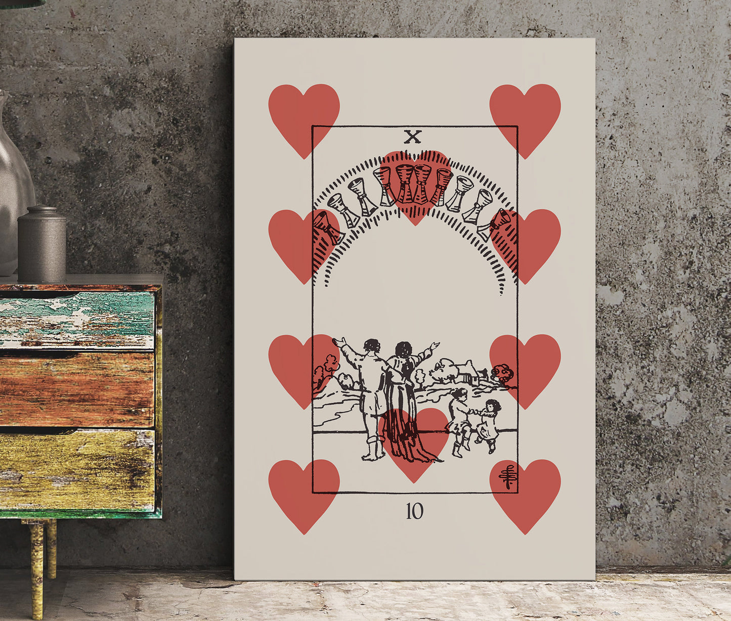 Ten Of Cups - Tarot Card Print - The 10 Of Cups Playing Card Poster, No Frame