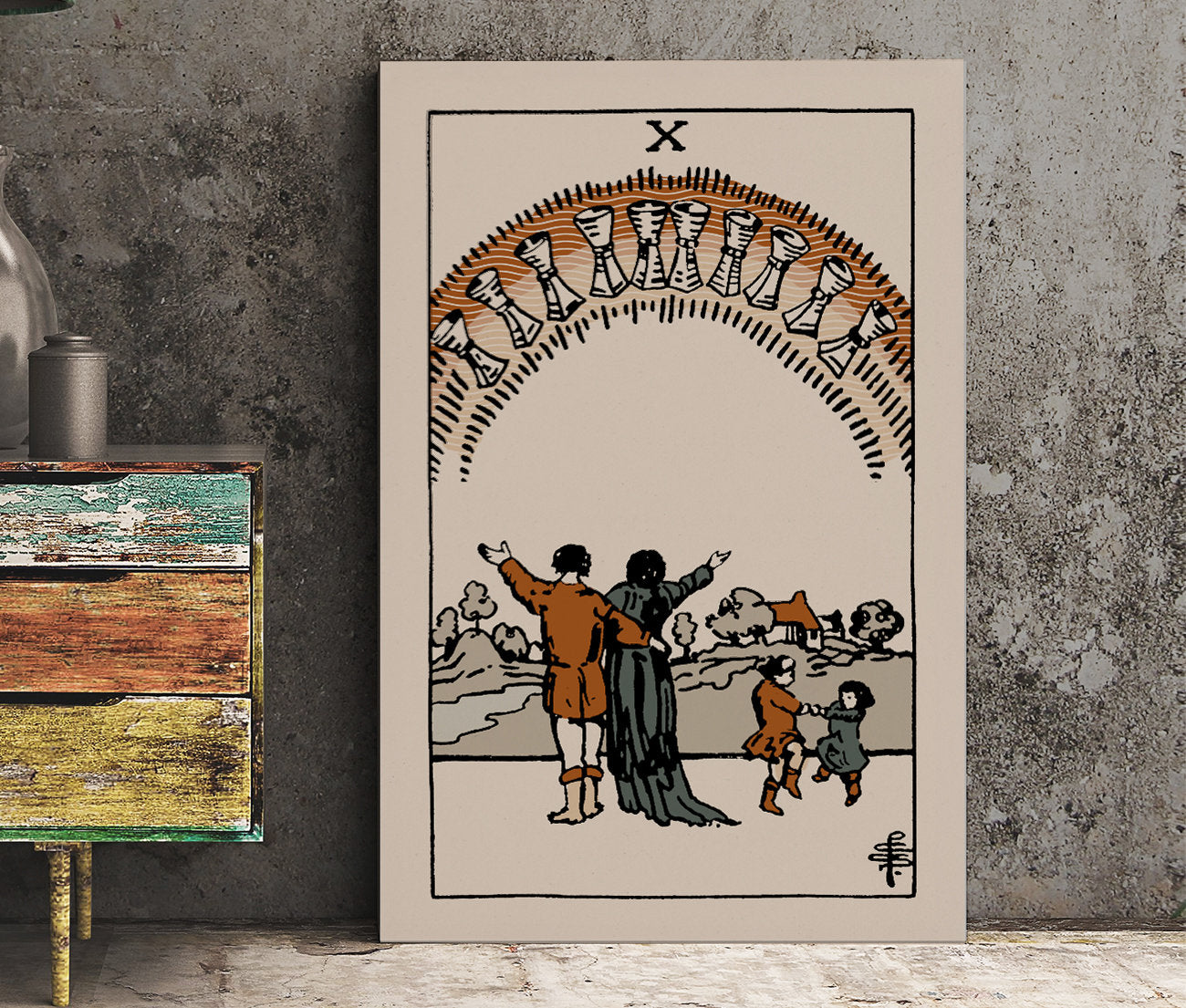 Ten Of Cups- Tarot Card Print - The 10 Of Cups Card Natural Vibe Poster, No Frame