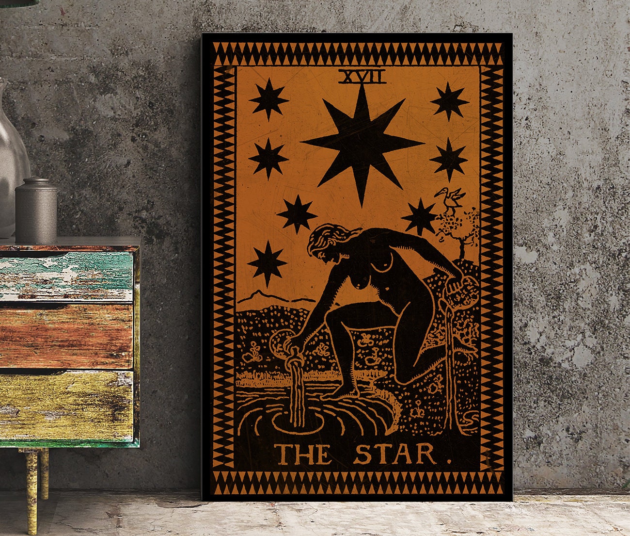 The Star Tarot Card - Tarot Card Print - The Star Terracotta Poster, No Frame