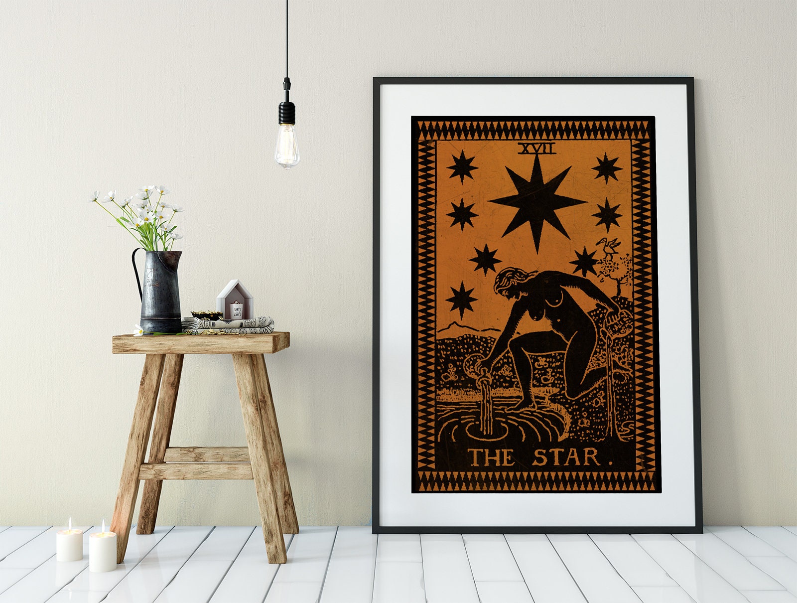 The Star Tarot Card - Tarot Card Print - The Star Terracotta Poster, No Frame