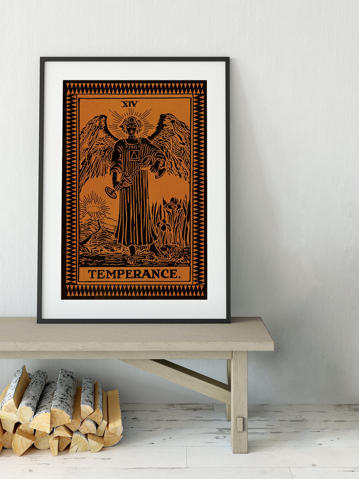 The Temperance Card - Tarot Card Print - The Temperance Terracotta Poster, No Frame