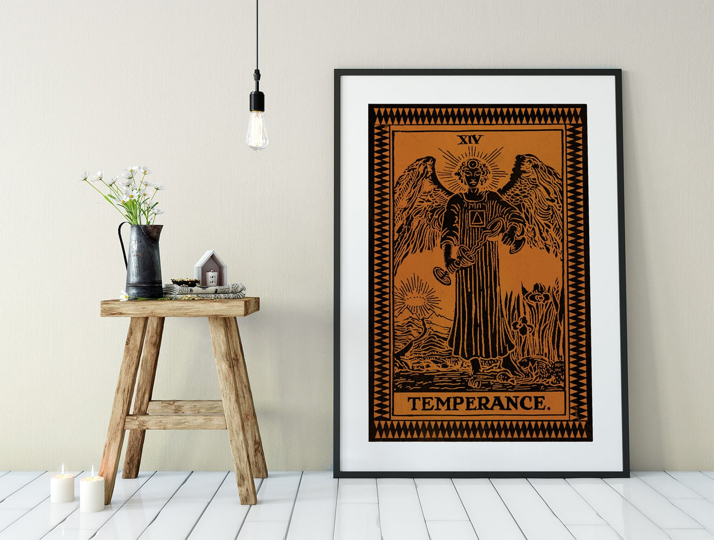 The Temperance Card - Tarot Card Print - The Temperance Terracotta Poster, No Frame