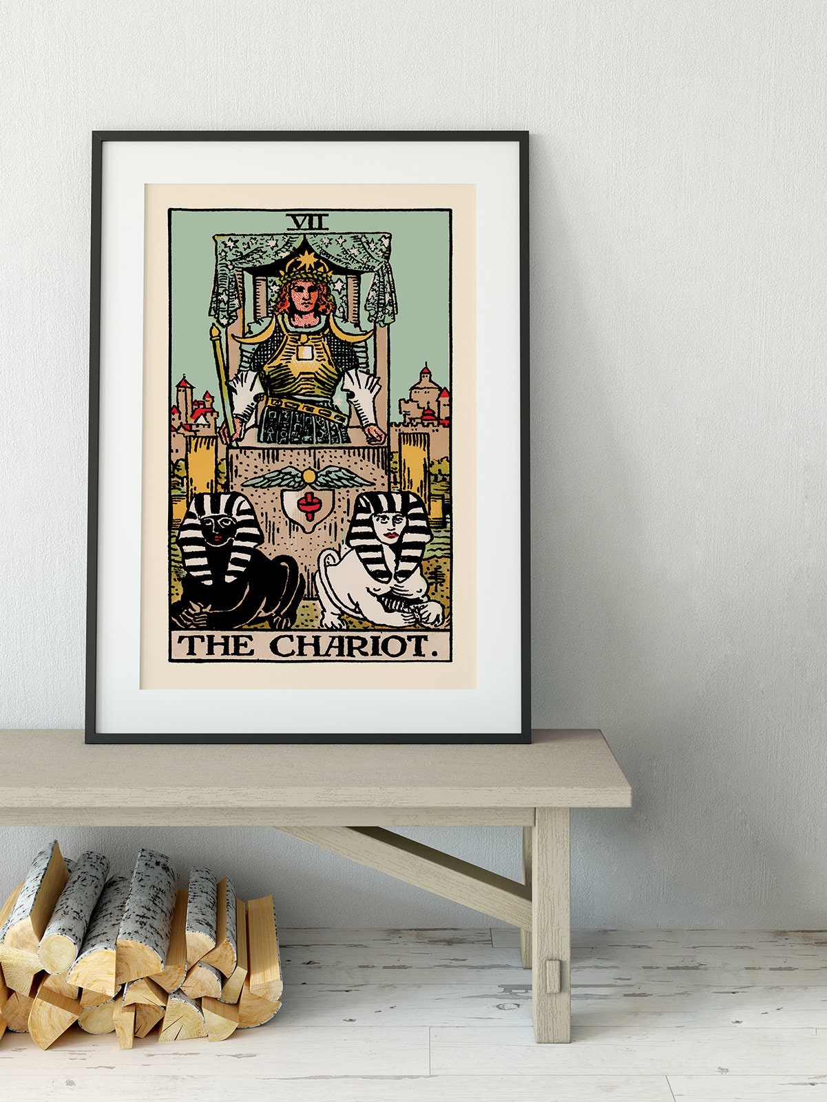 The Chariot- Tarot Card Print - The Chariot Blue Sky Card Poster, No Frame