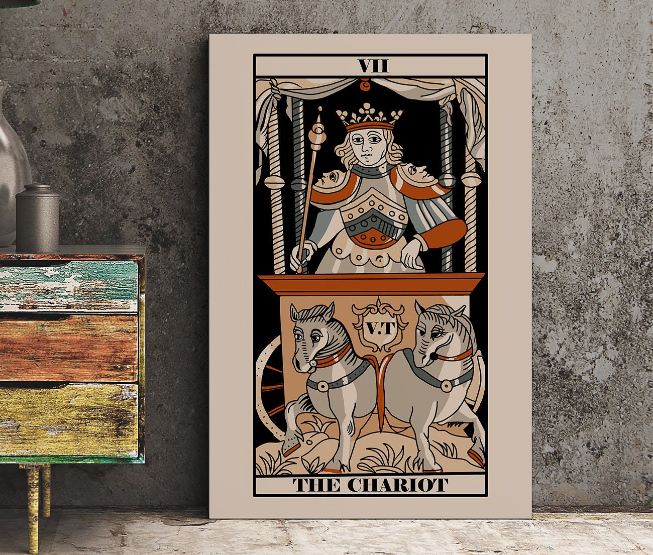 The Chariot- Tarot de Marseille Card Print - The Chariot Card Poster, No Frame