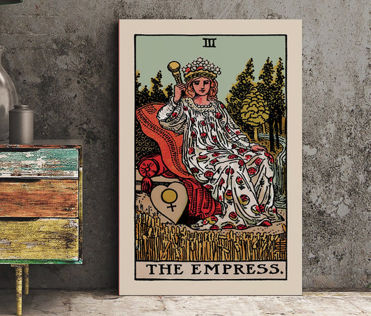The Empress - Tarot Card Print - The Empress Card With Blue Sky Poster, No Frame