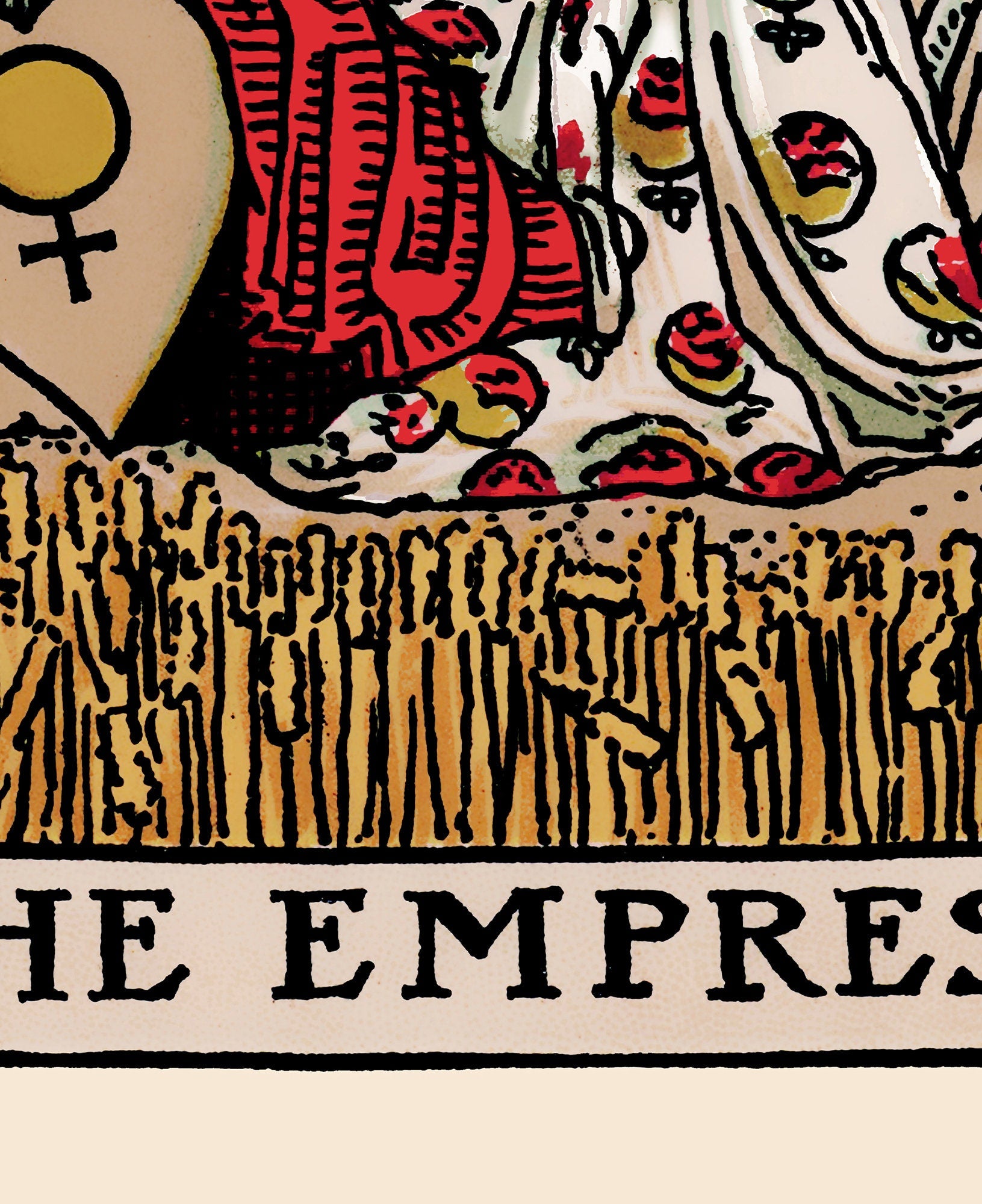 The Empress - Tarot Card Print - The Empress Card With Blue Sky Poster, No Frame