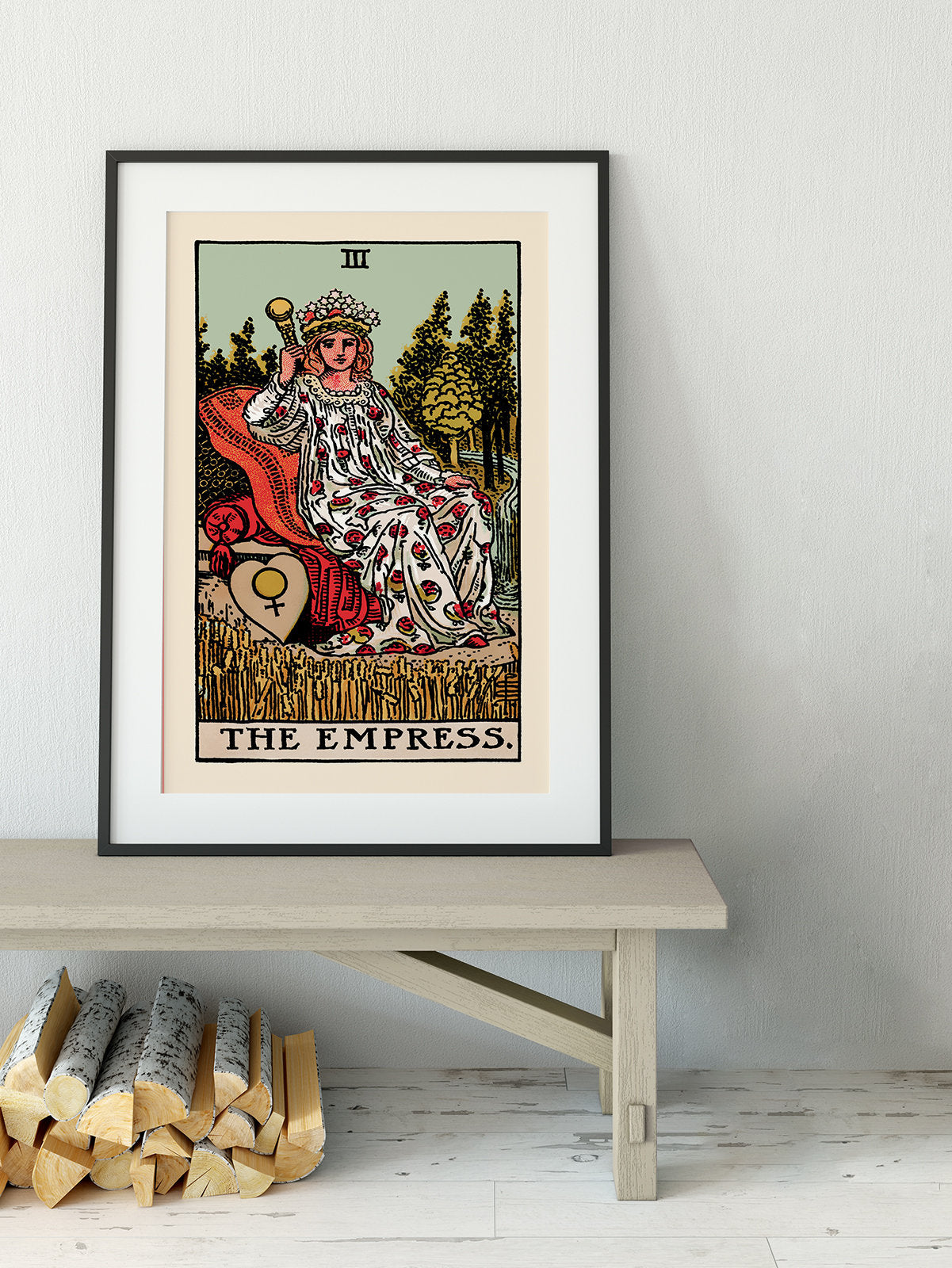 The Empress - Tarot Card Print - The Empress Card With Blue Sky Poster, No Frame