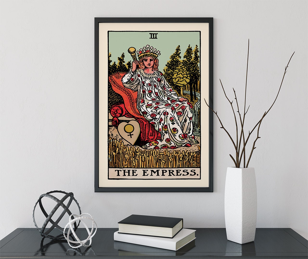 The Empress - Tarot Card Print - The Empress Card With Blue Sky Poster, No Frame