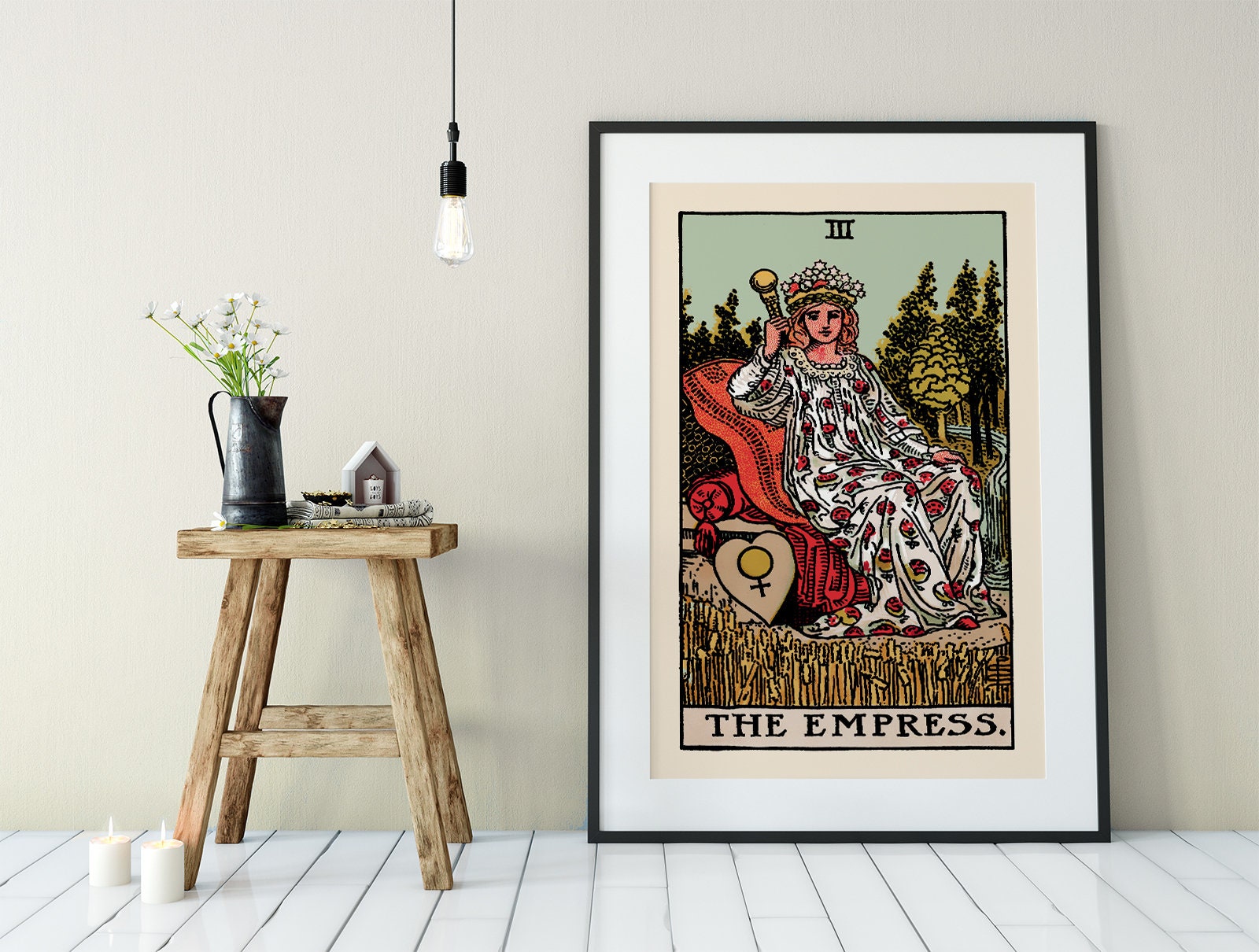 The Empress - Tarot Card Print - The Empress Card With Blue Sky Poster, No Frame
