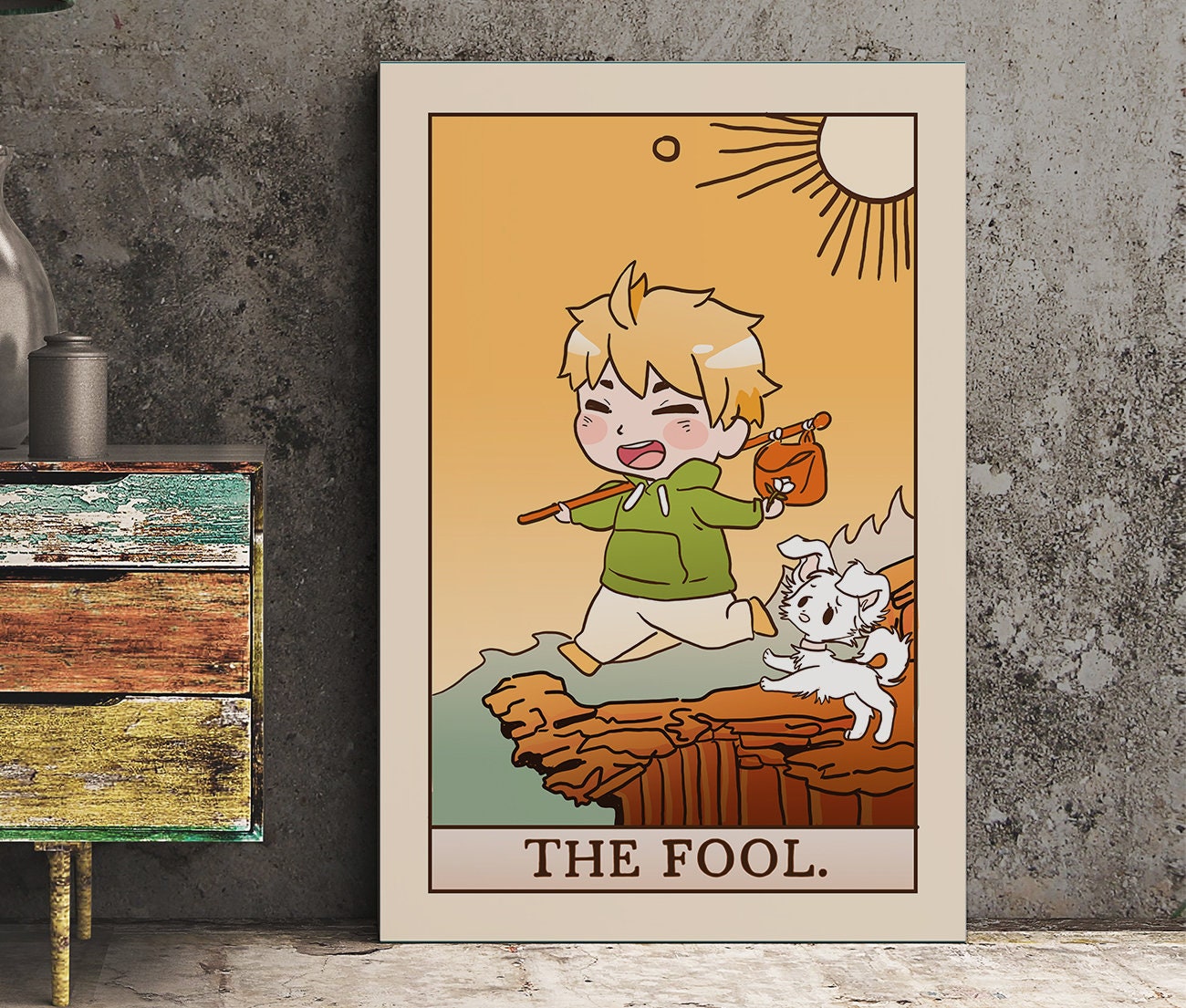 The Fool - Tarot Card Print - The Fool Card Chibi Anime Kawai Poster, No Frame