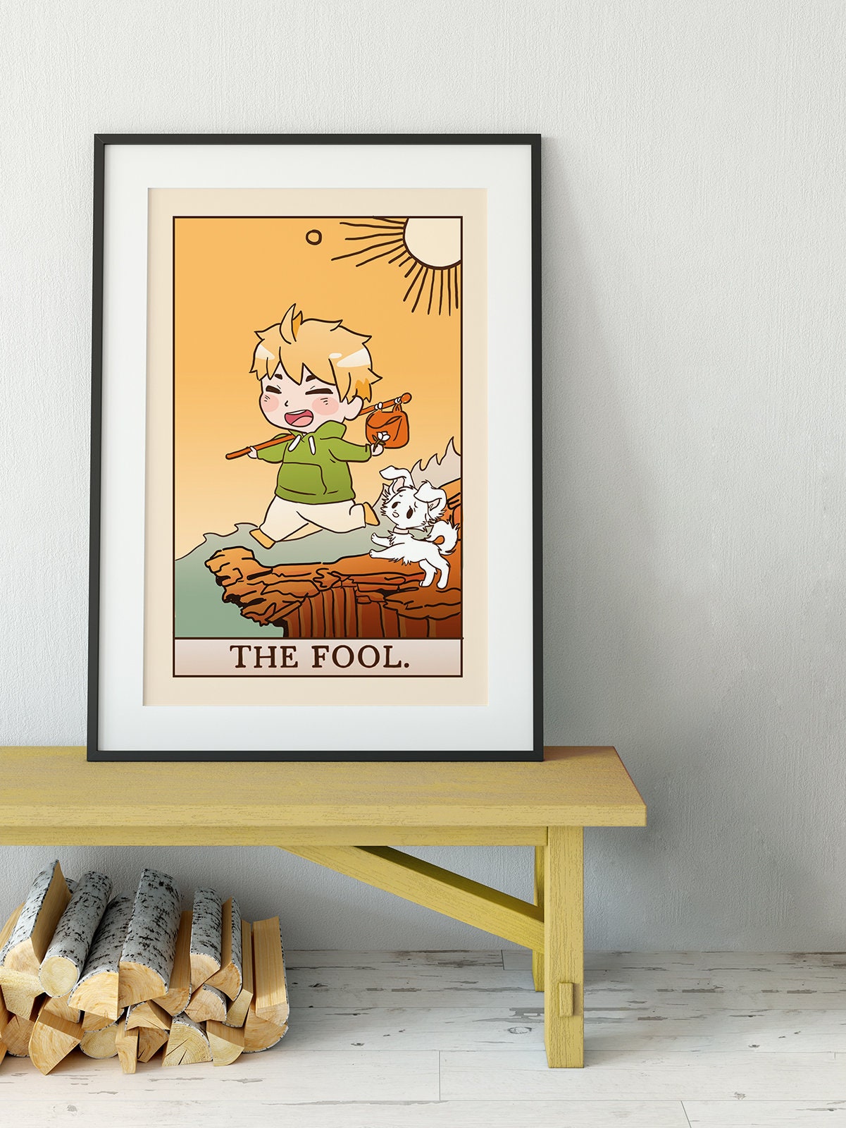 The Fool - Tarot Card Print - The Fool Card Chibi Anime Kawai Poster, No Frame