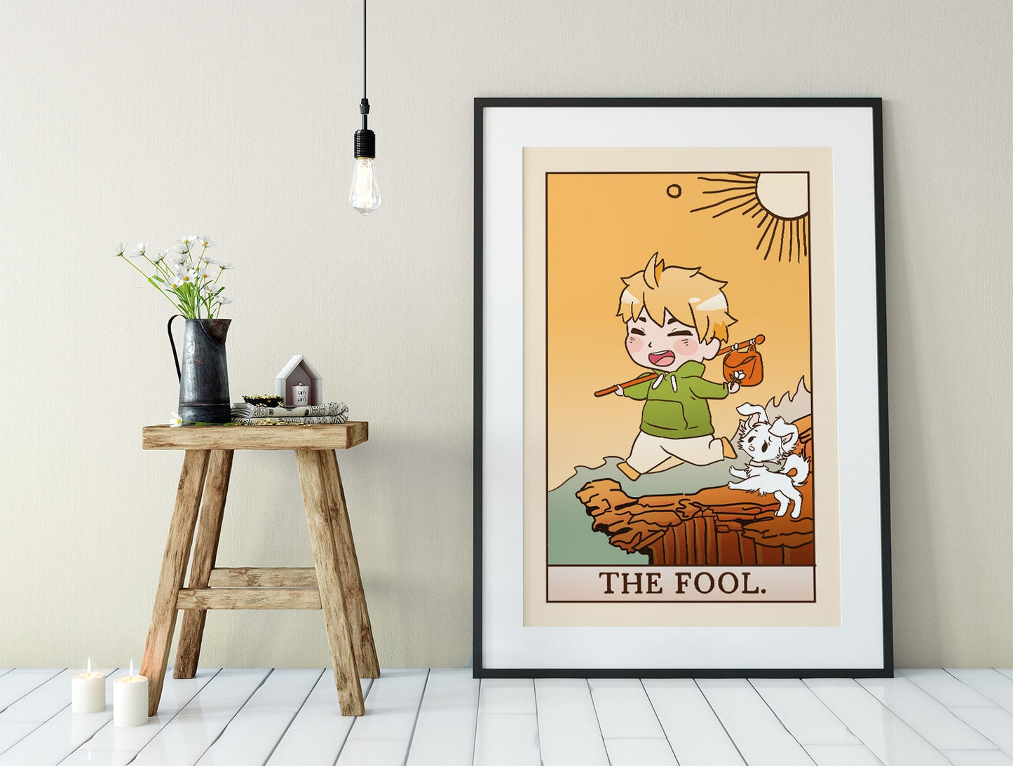 The Fool - Tarot Card Print - The Fool Card Chibi Anime Kawai Poster, No Frame
