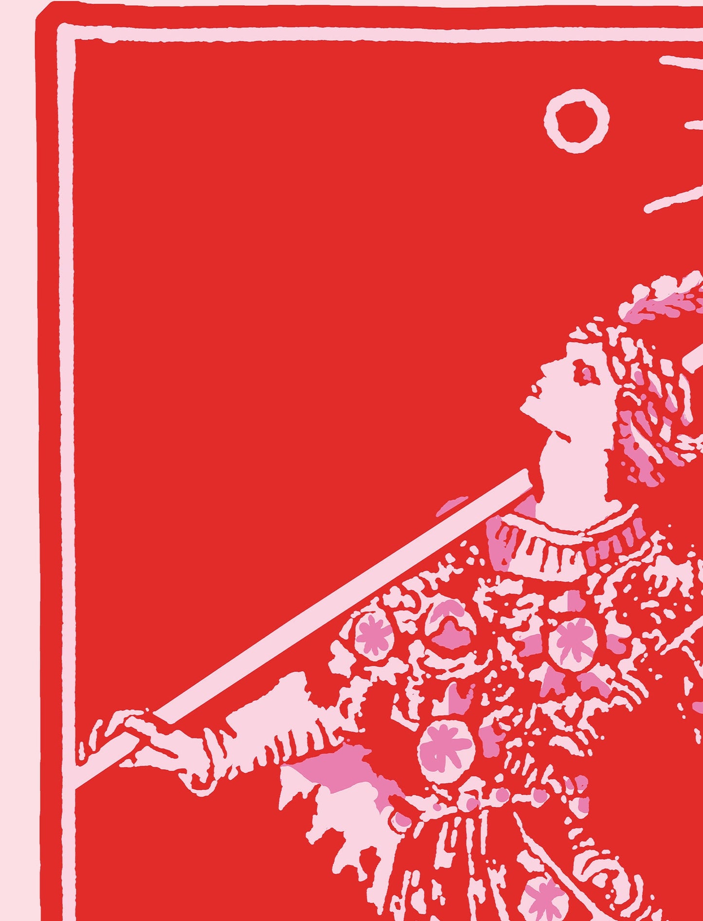 The Fool - Tarot Card Print - The Fool Card Red and Pink Poster, No Frame