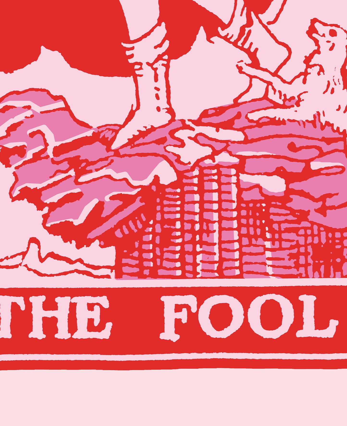 The Fool - Tarot Card Print - The Fool Card Red and Pink Poster, No Frame
