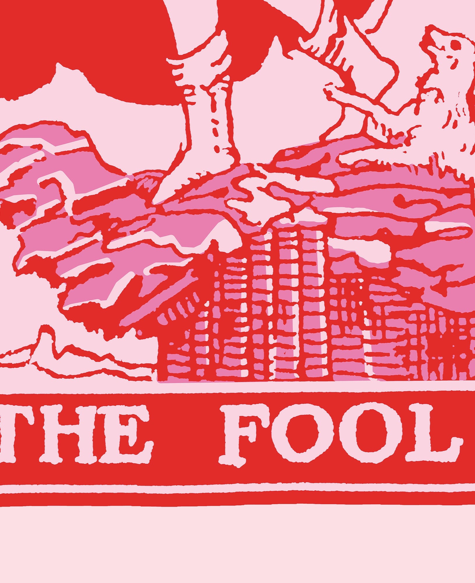 The Fool - Tarot Card Print - The Fool Card Red and Pink Poster, No Frame