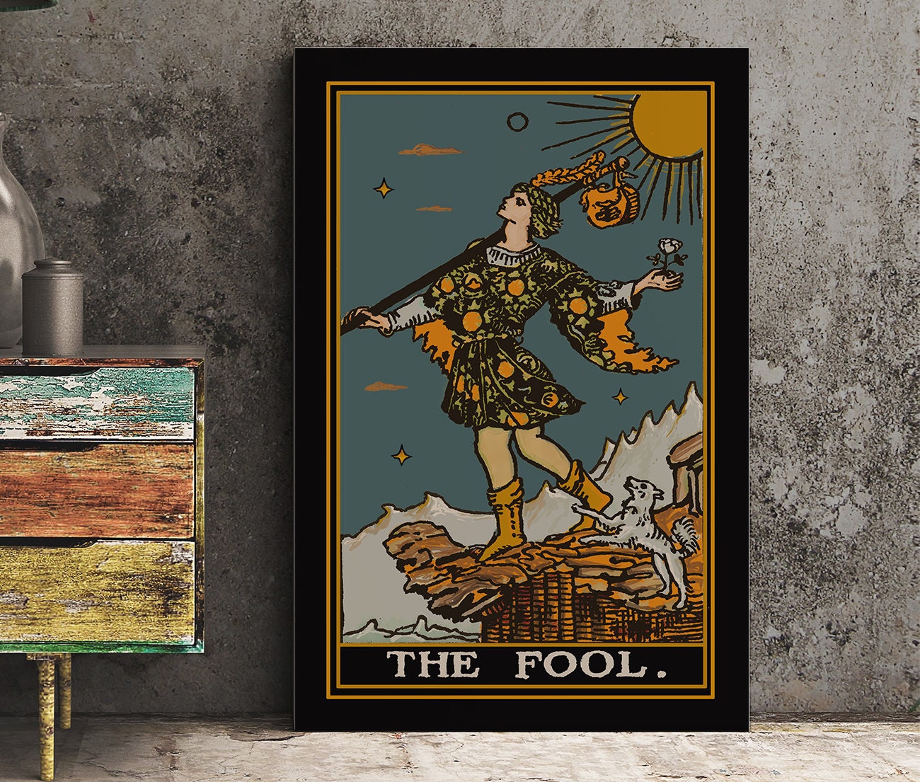 The Fool - Tarot Card Print - The Fool Card Poster Unique Colors, No Frame