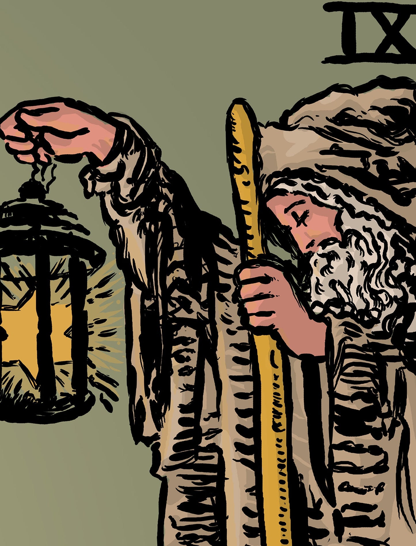 The Hermit - Tarot Card Print - The Hermit Card Poster By Printagrams, No Frame - Perfect For A Dorm Room