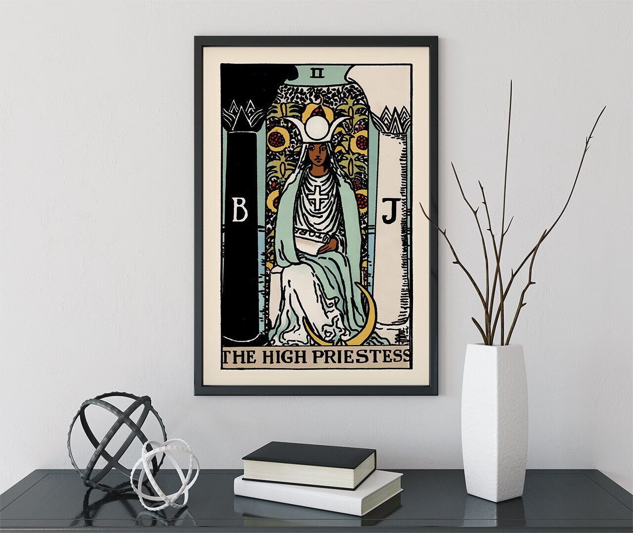 The High Priestess - Tarot Card Print - The High Priestess Black Woman Card Poster, No Frame