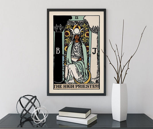 The High Priestess - Tarot Card Print - The High Priestess Black Woman Card Poster, No Frame