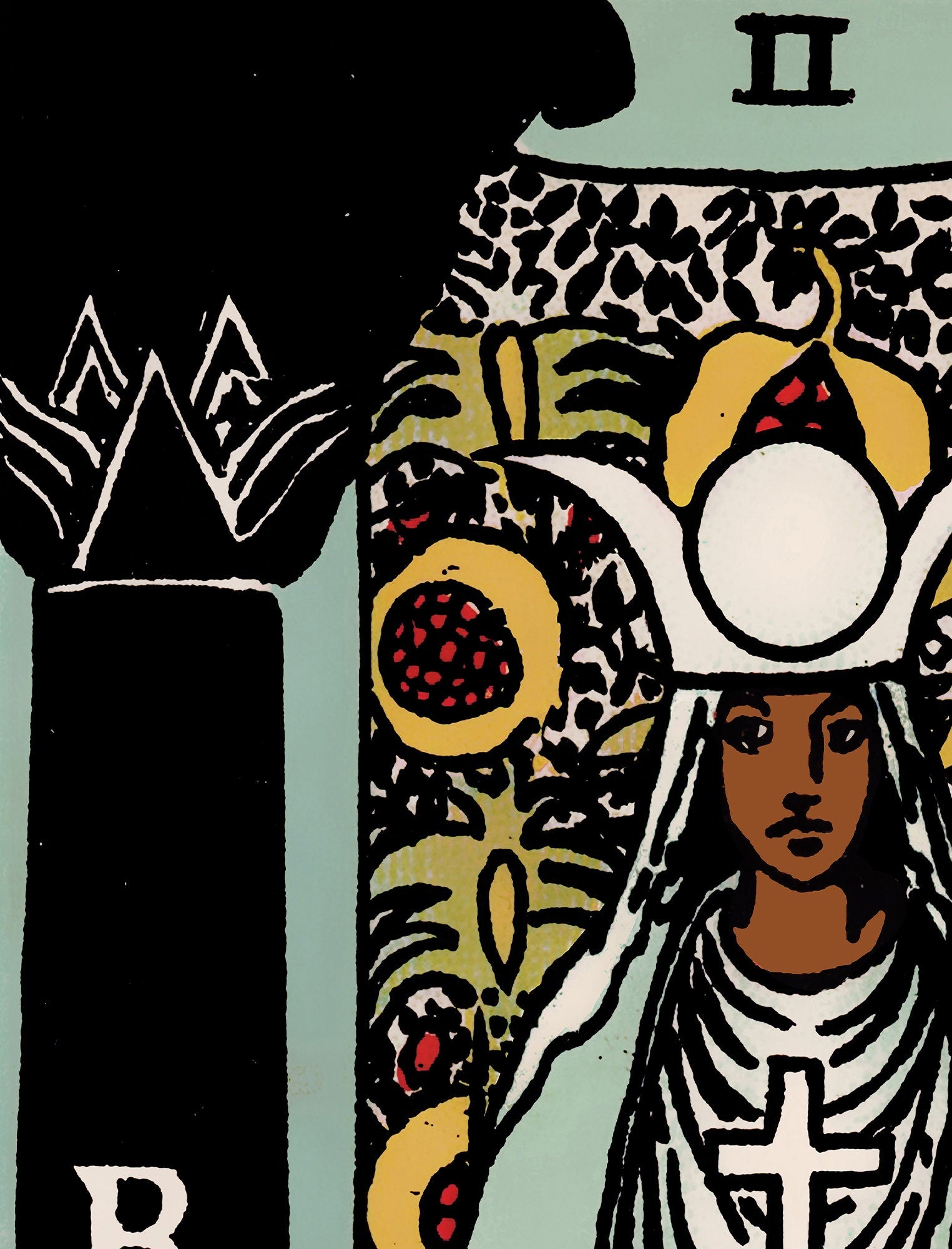 The High Priestess - Tarot Card Print - The High Priestess Black Woman Card Poster, No Frame