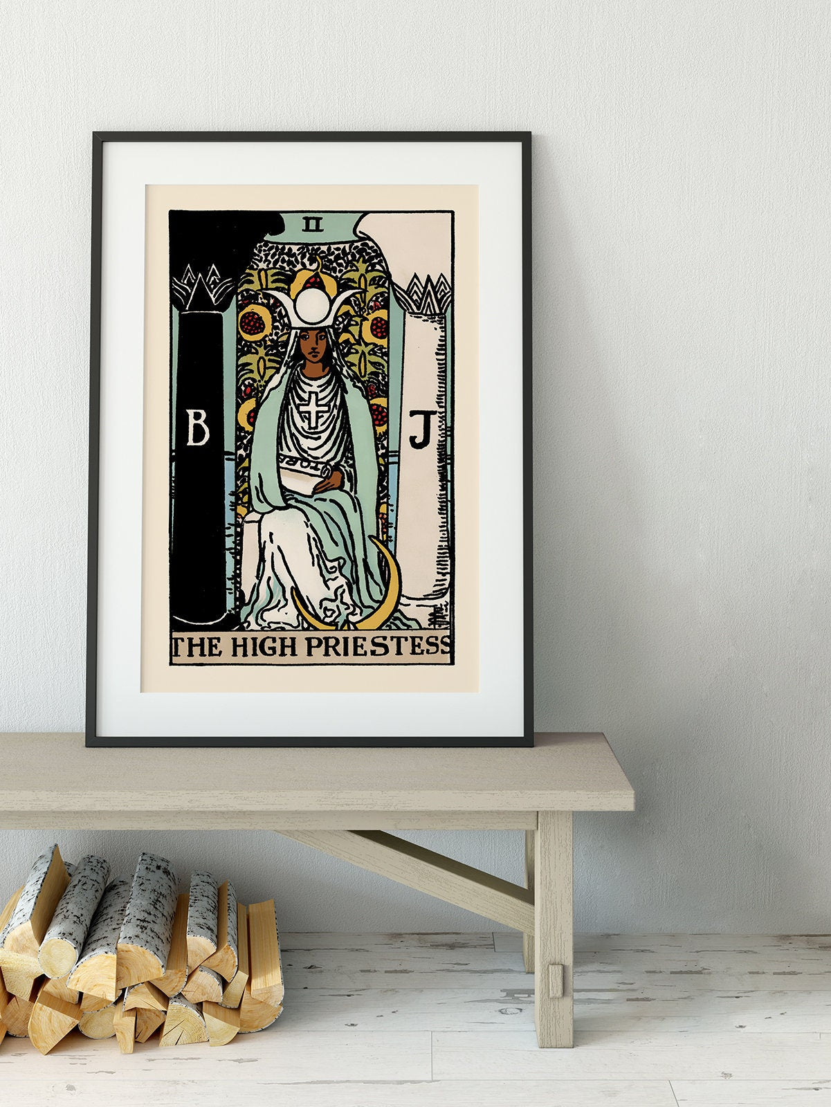 The High Priestess - Tarot Card Print - The High Priestess Black Woman Card Poster, No Frame