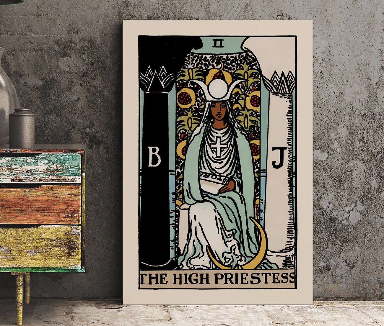 The High Priestess - Tarot Card Print - The High Priestess Black Woman Card Poster, No Frame