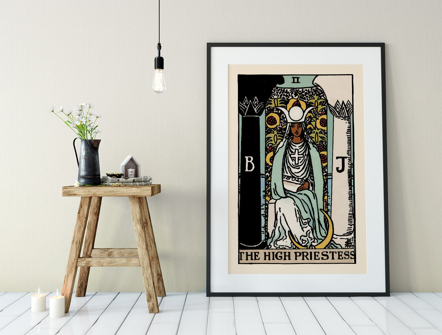 The High Priestess - Tarot Card Print - The High Priestess Black Woman Card Poster, No Frame