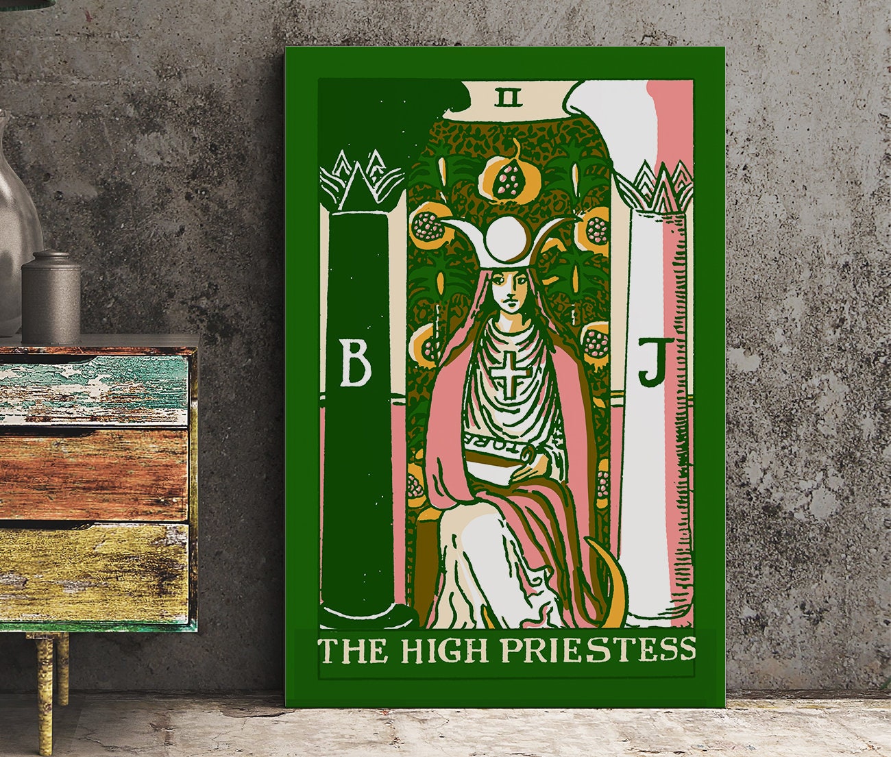 The High Priestess - Tarot Card Print - The High Priestess Card Bubblegum Pastel Goth Punk Poster, No Frame
