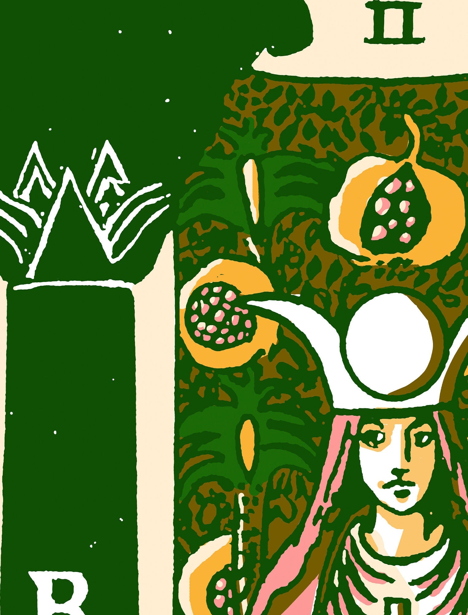 The High Priestess - Tarot Card Print - The High Priestess Card Bubblegum Pastel Goth Punk Poster, No Frame