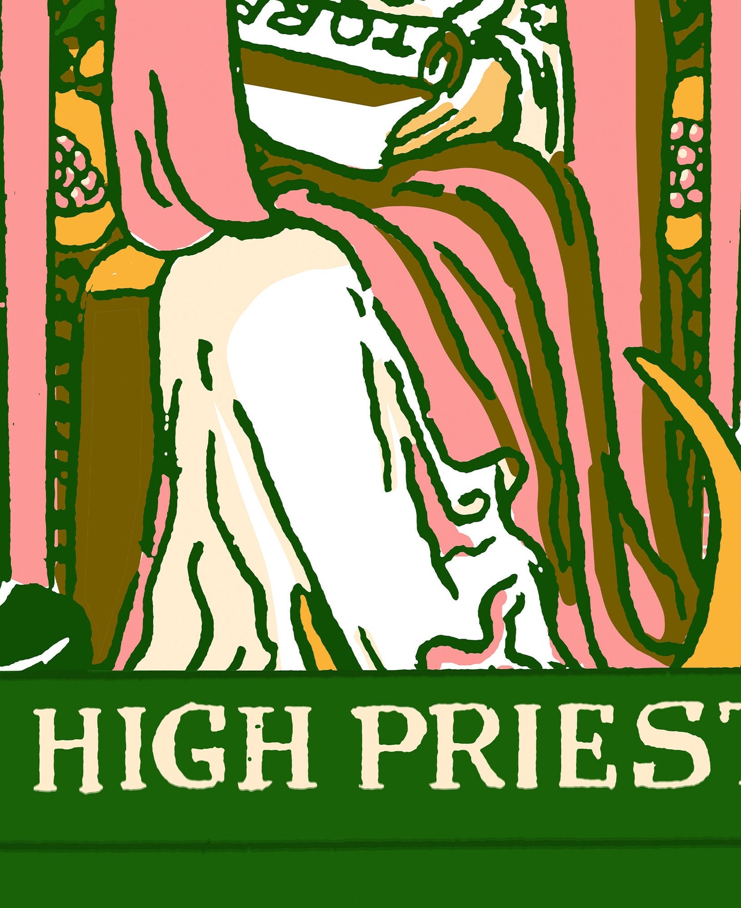 The High Priestess - Tarot Card Print - The High Priestess Card Bubblegum Pastel Goth Punk Poster, No Frame