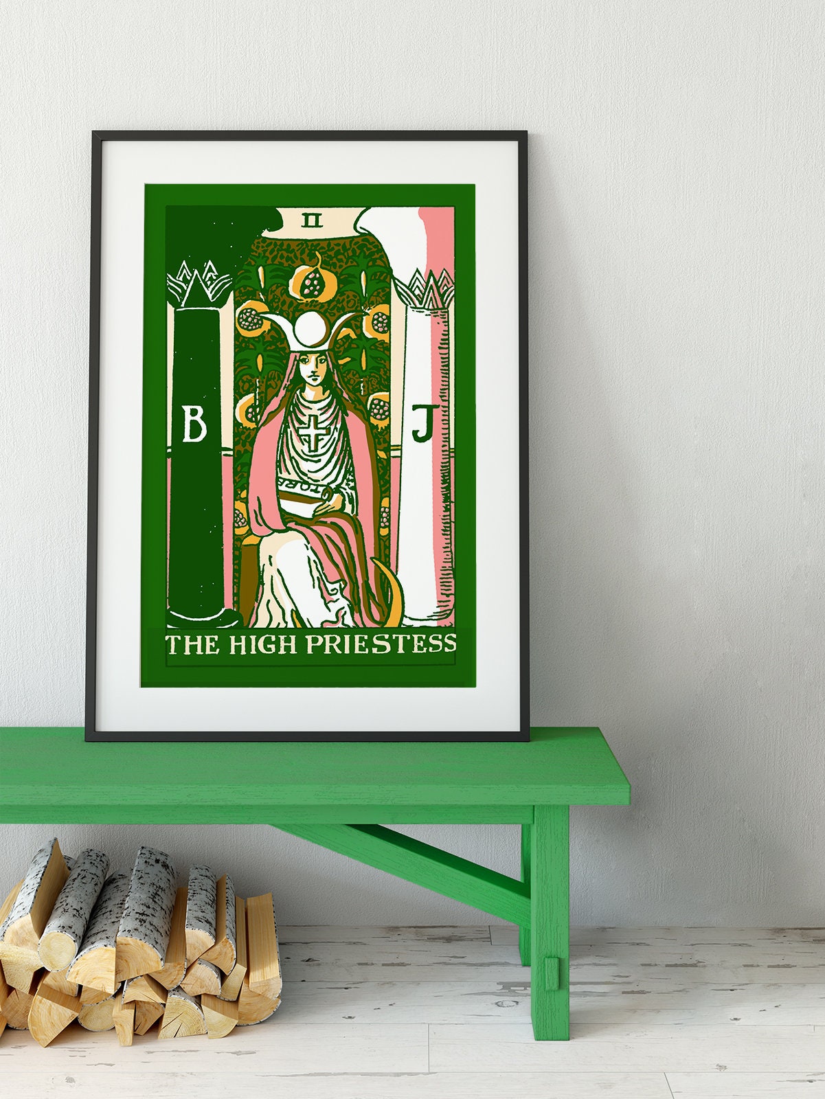 The High Priestess - Tarot Card Print - The High Priestess Card Bubblegum Pastel Goth Punk Poster, No Frame