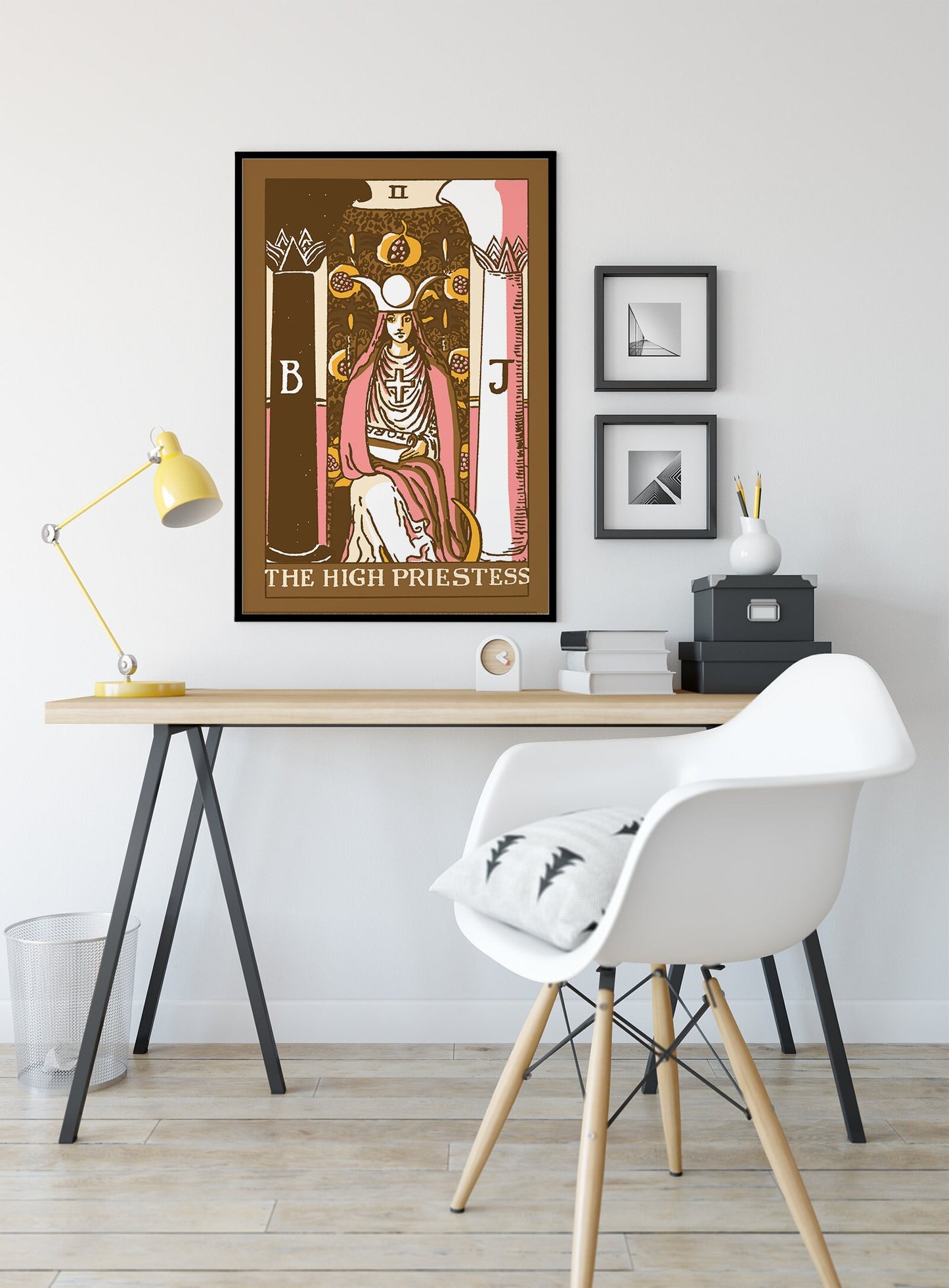 The High Priestess - Tarot Card Print - The High Priestess Card Neapolitan Pastel Goth Punk Brown Poster, No Frame