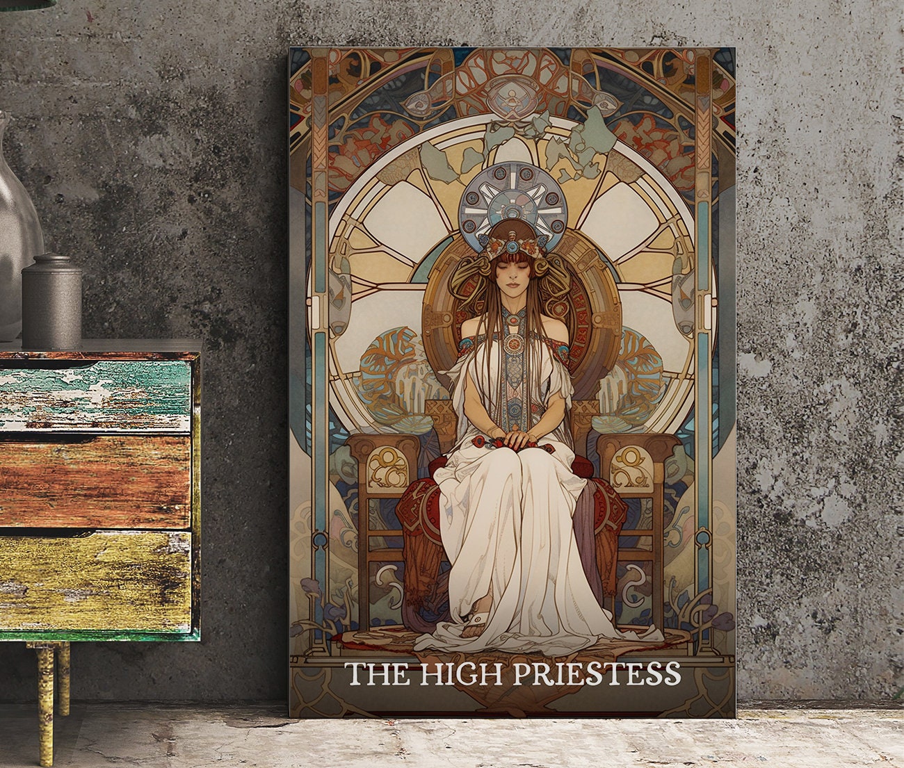 The High Priestess - Tarot Card Print - The High Priestess Card Poster, No Frame