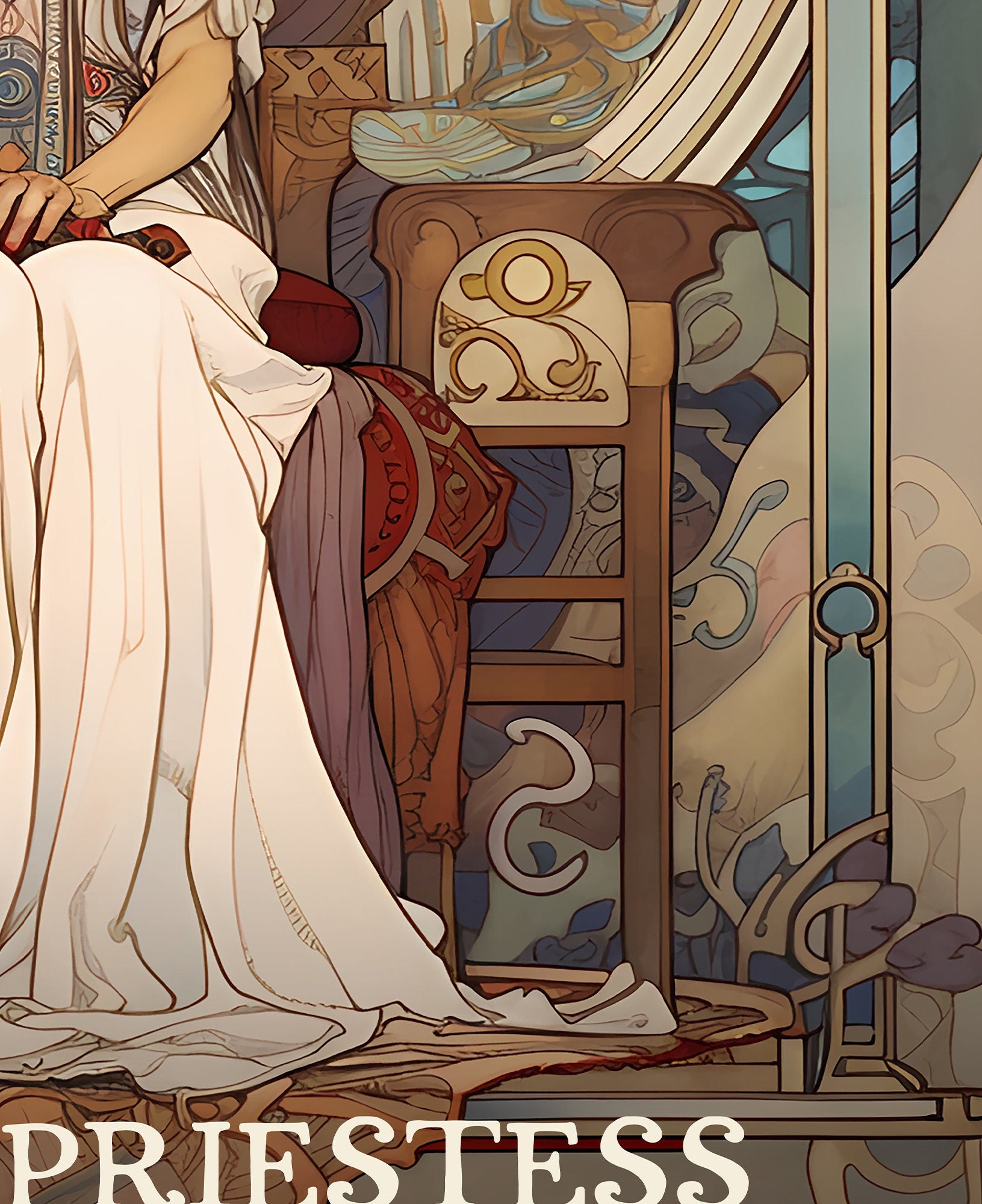 The High Priestess - Tarot Card Print - The High Priestess Card Poster, No Frame