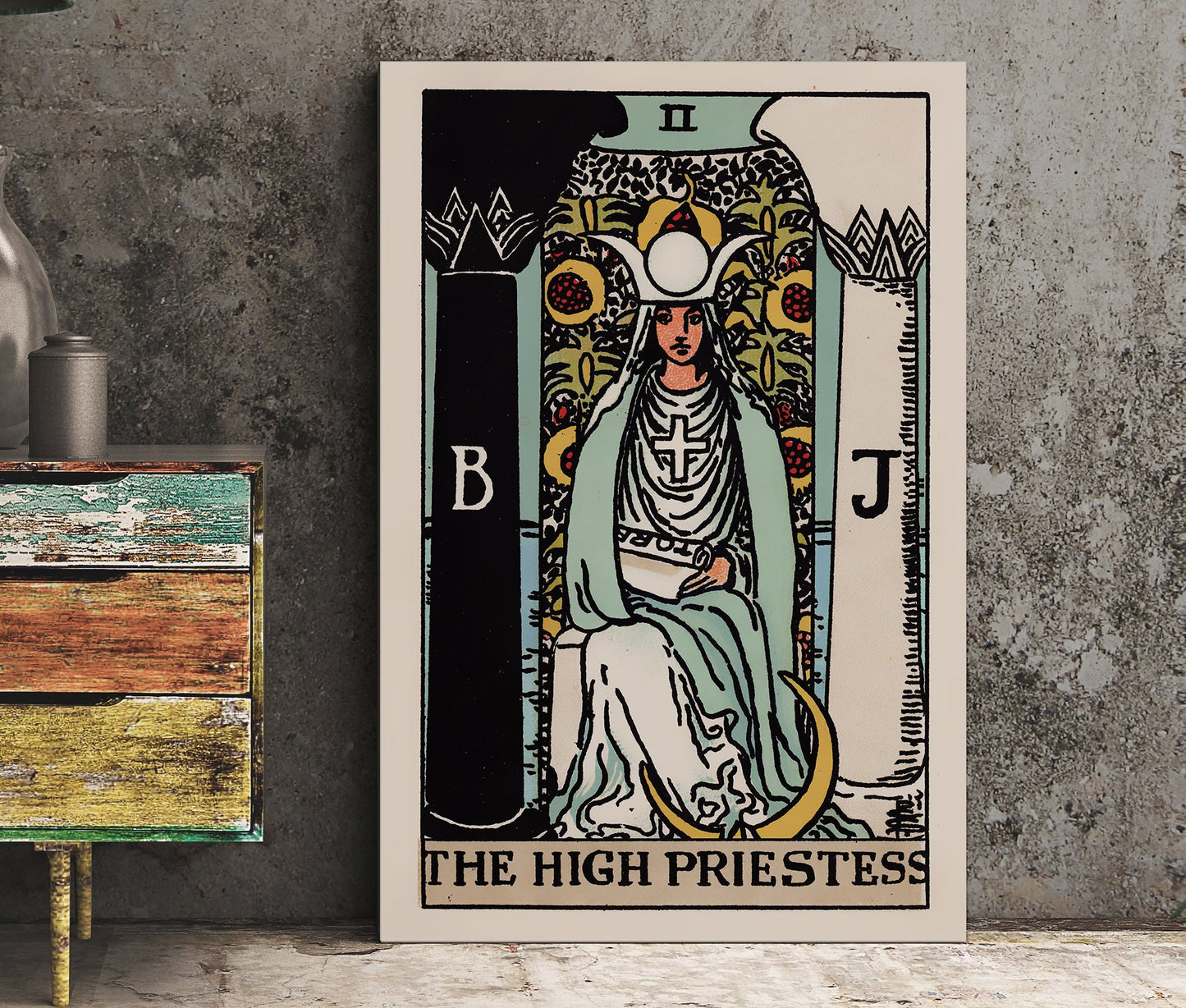The High Priestess - Tarot Card Print - The High Priestess Card Poster, No Frame