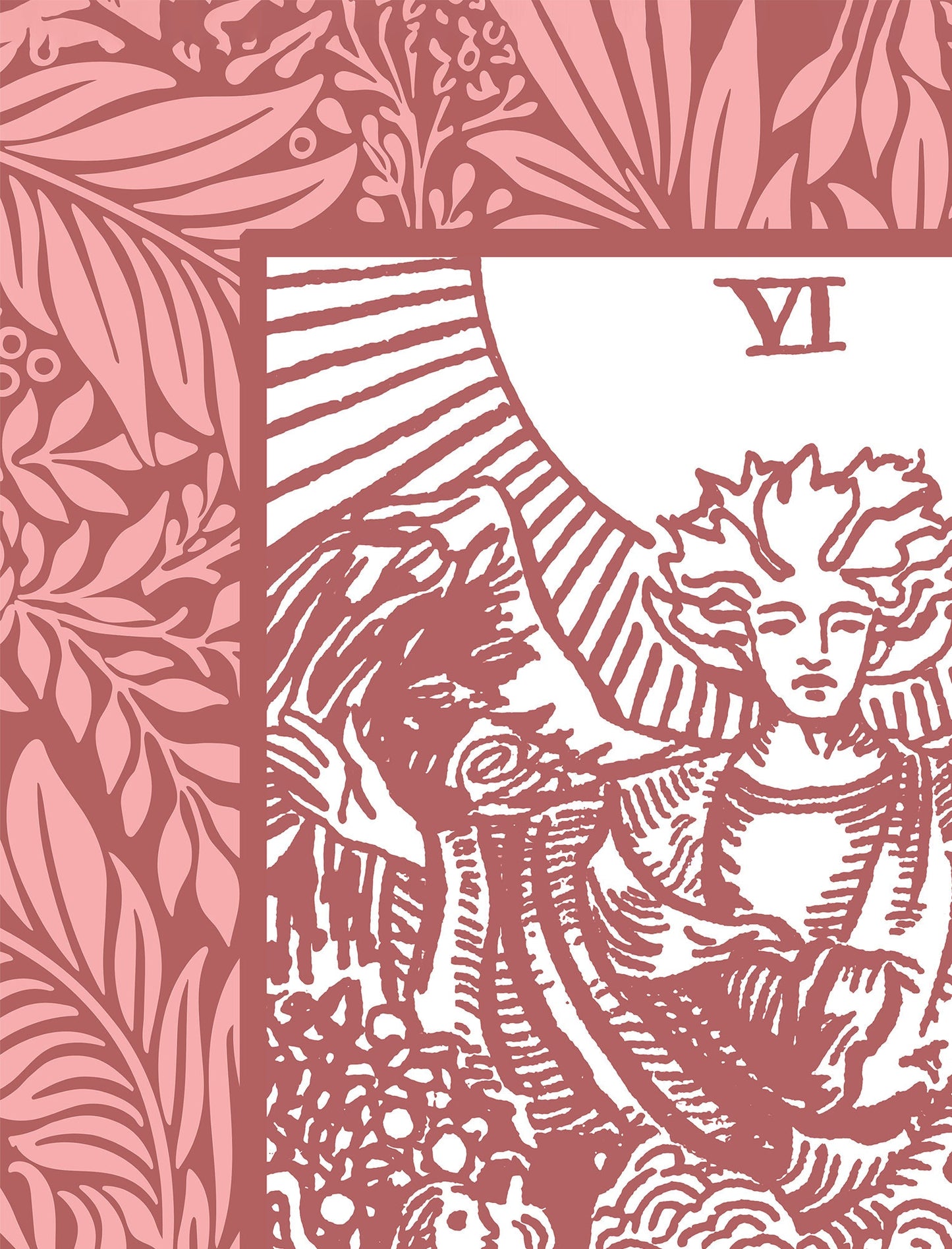 The Lovers - Pink Tarot Card Print - The Lovers Card Pink Poster, No Frame