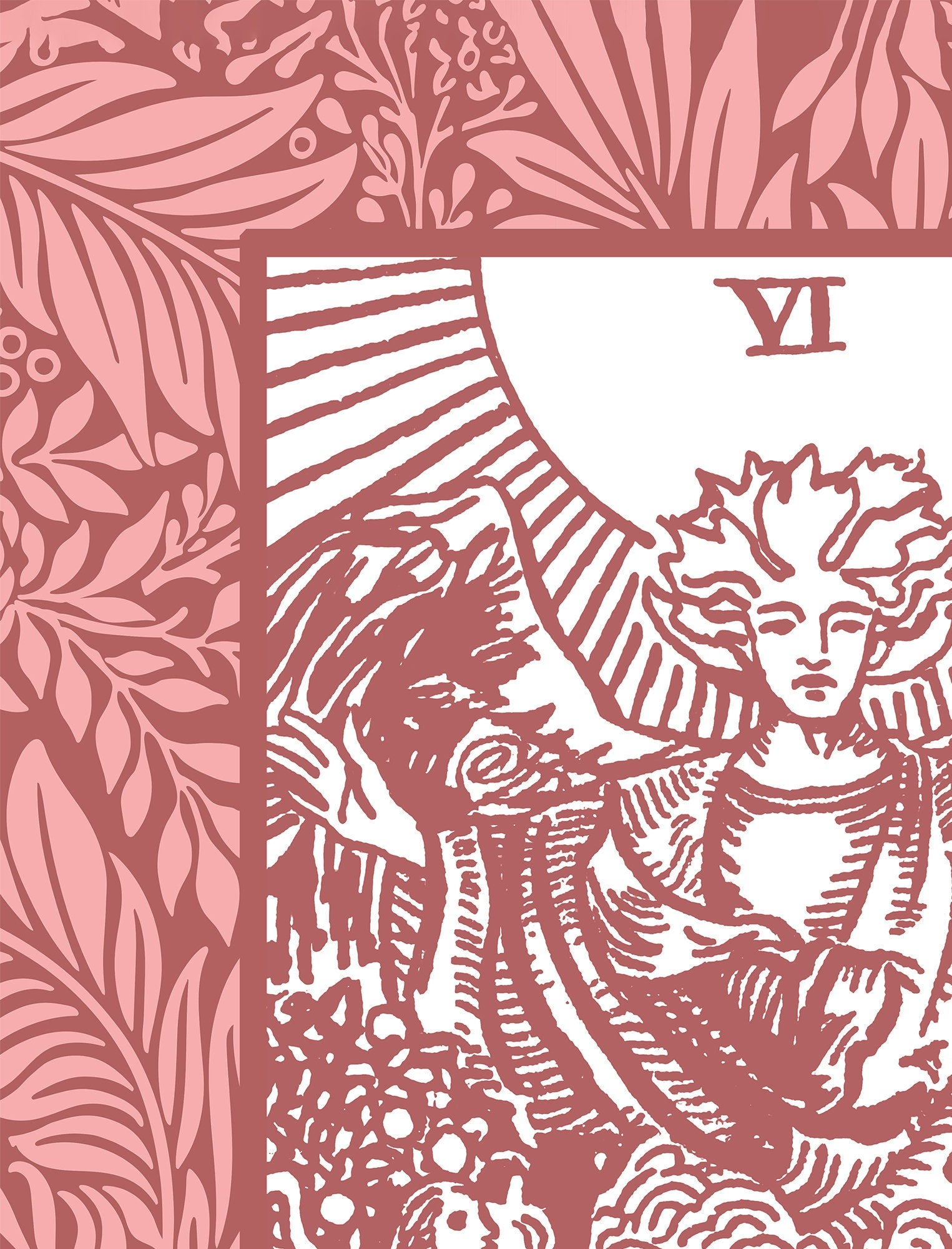 The Lovers - Pink Tarot Card Print - The Lovers Card Pink Poster, No Frame