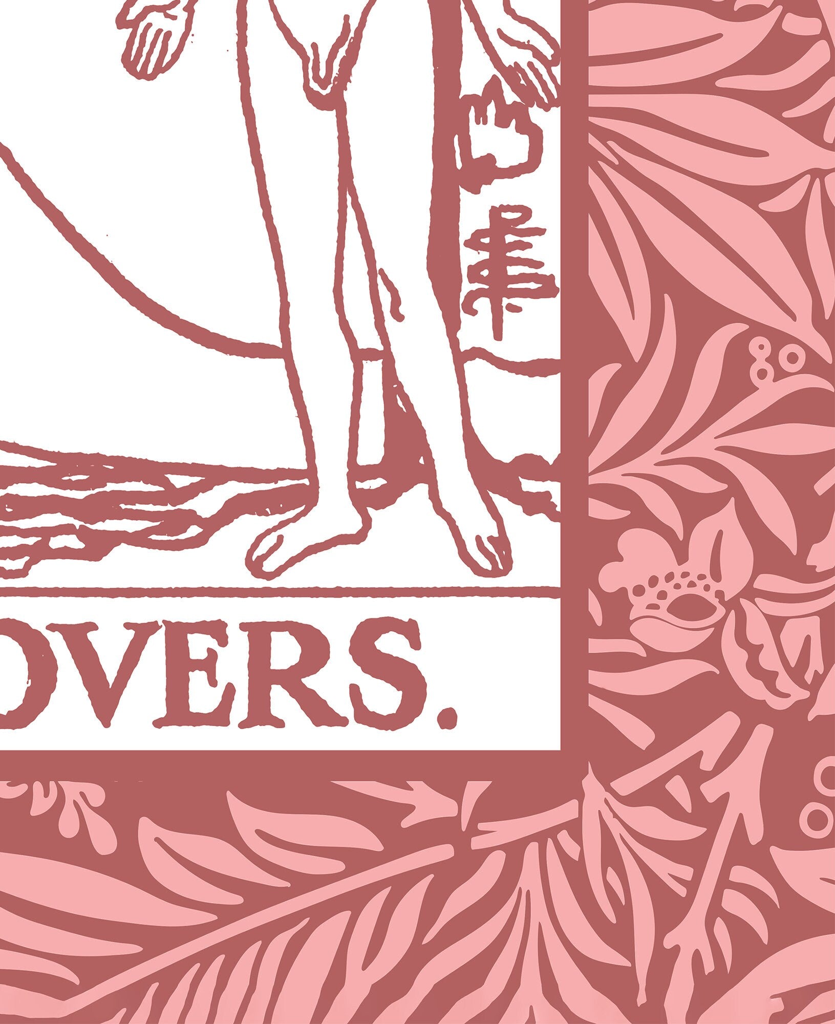 The Lovers - Pink Tarot Card Print - The Lovers Card Pink Poster, No Frame