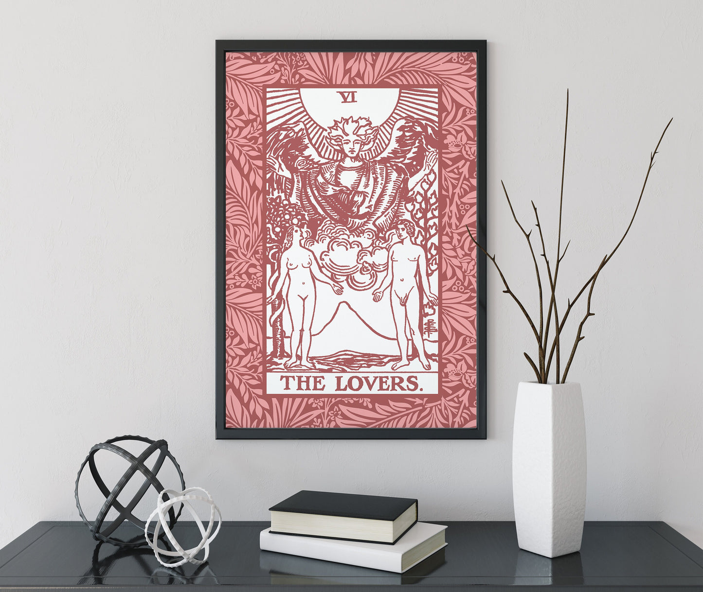 The Lovers - Pink Tarot Card Print - The Lovers Card Pink Poster, No Frame