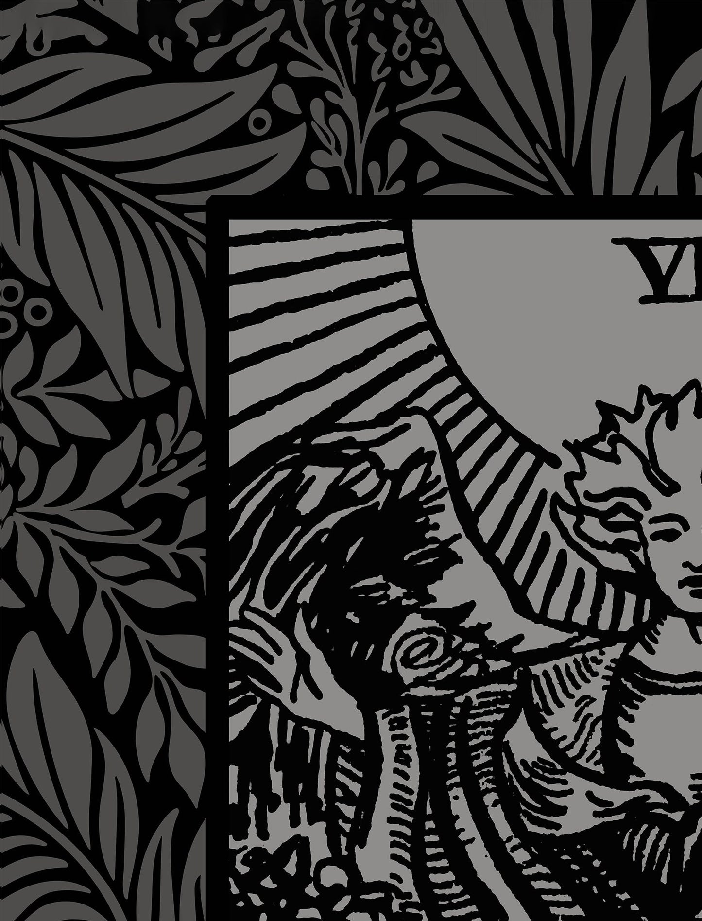 The Lovers Tarot Card - Gray and Black Print - The Lovers Card Gray Poster, No Frame